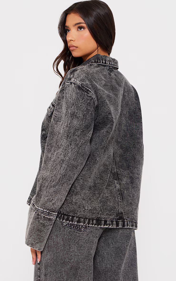 Grey Pocket Detail Open Long Sleeve Shirt