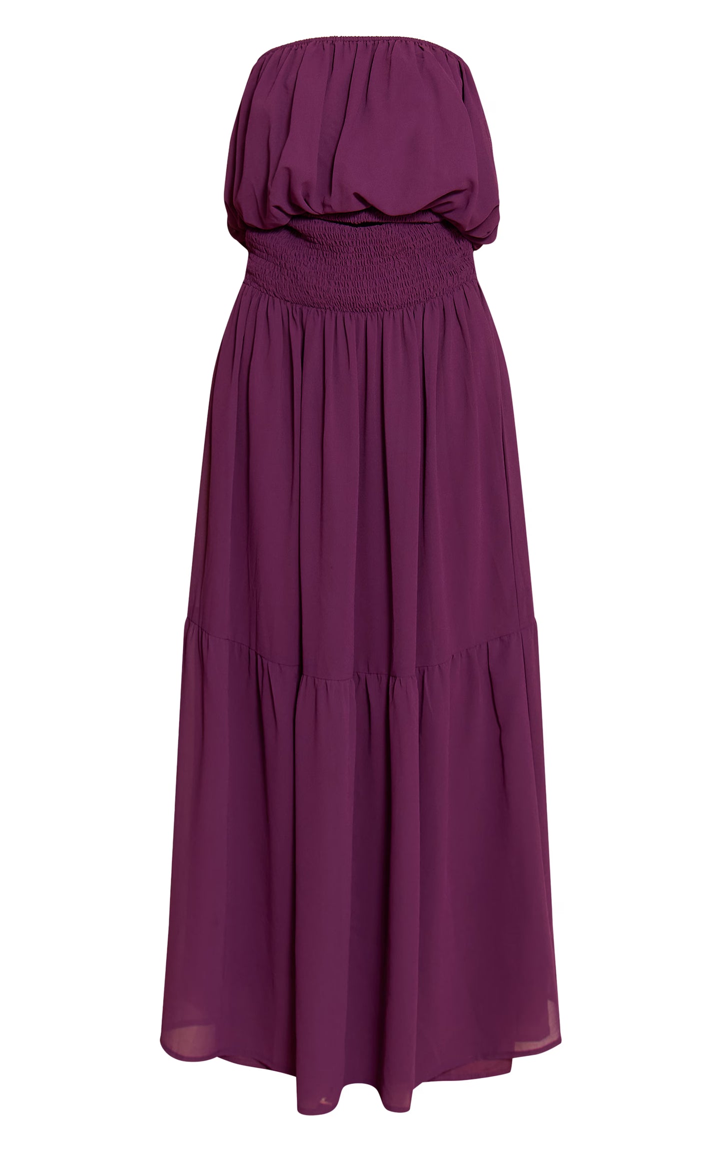 Purple Chiffon Bandeau Sheered Waist Maxi Dress