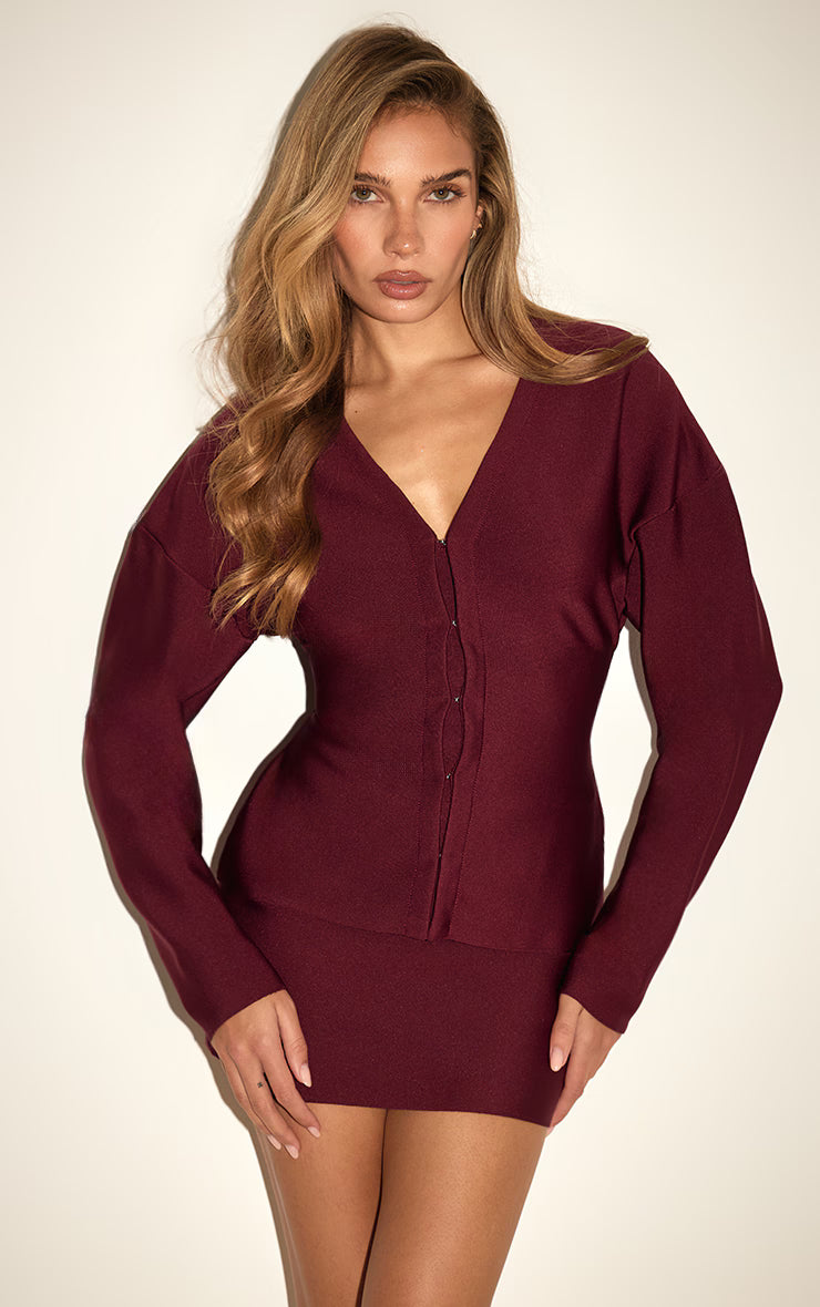 Burgundy Tailored Mini Skirt