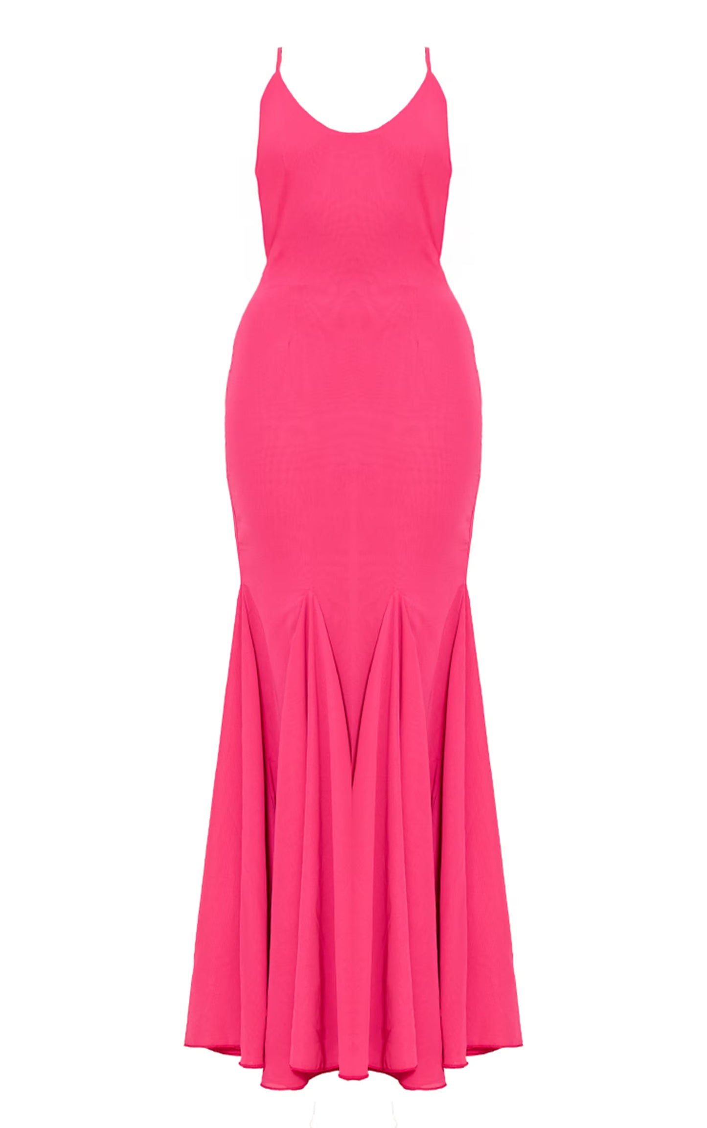Fuschia Chiffon Scoop Neck Cowl Back Sleeveless Maxi Dress