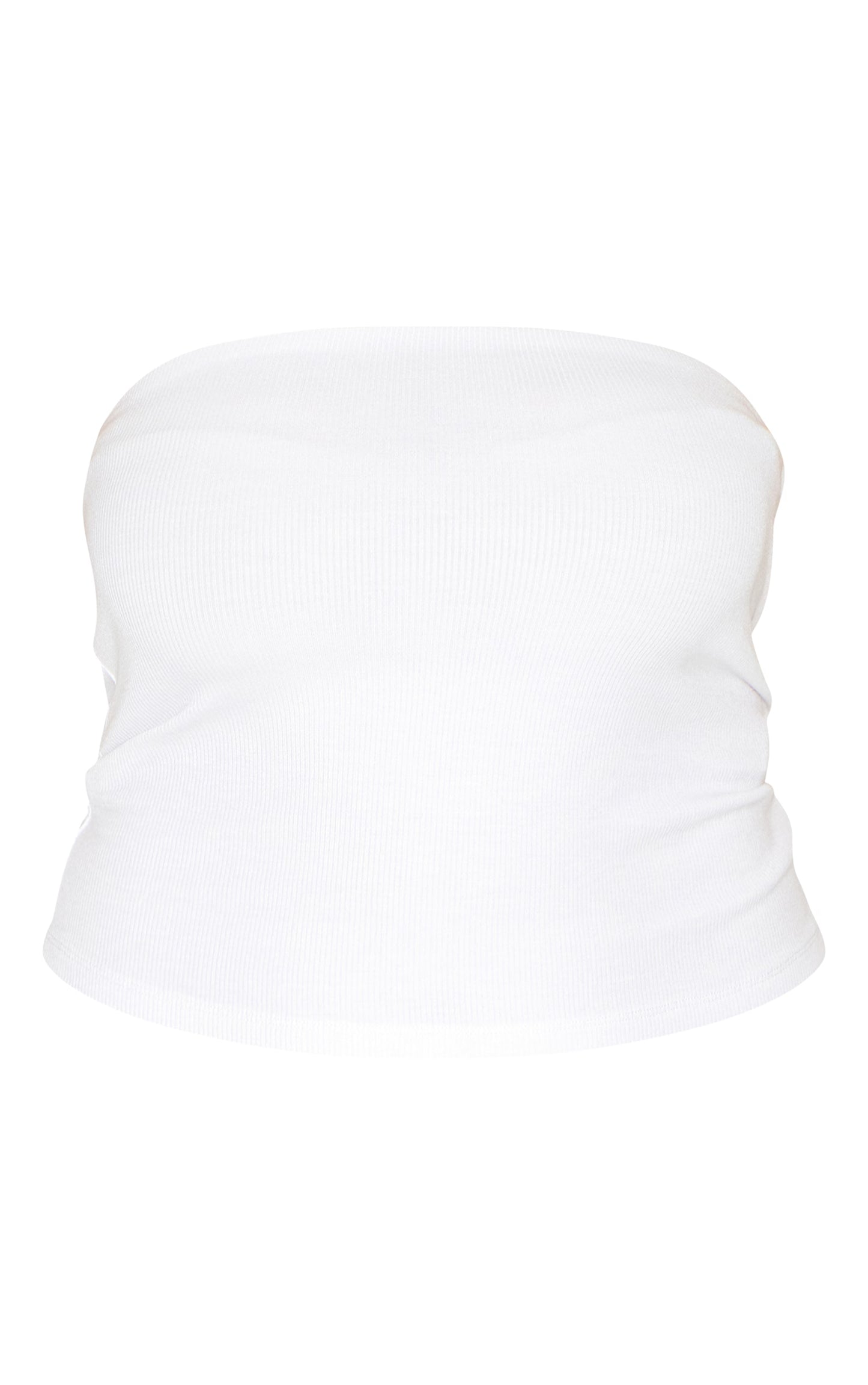Plus White Soft Rib Bandeau Top