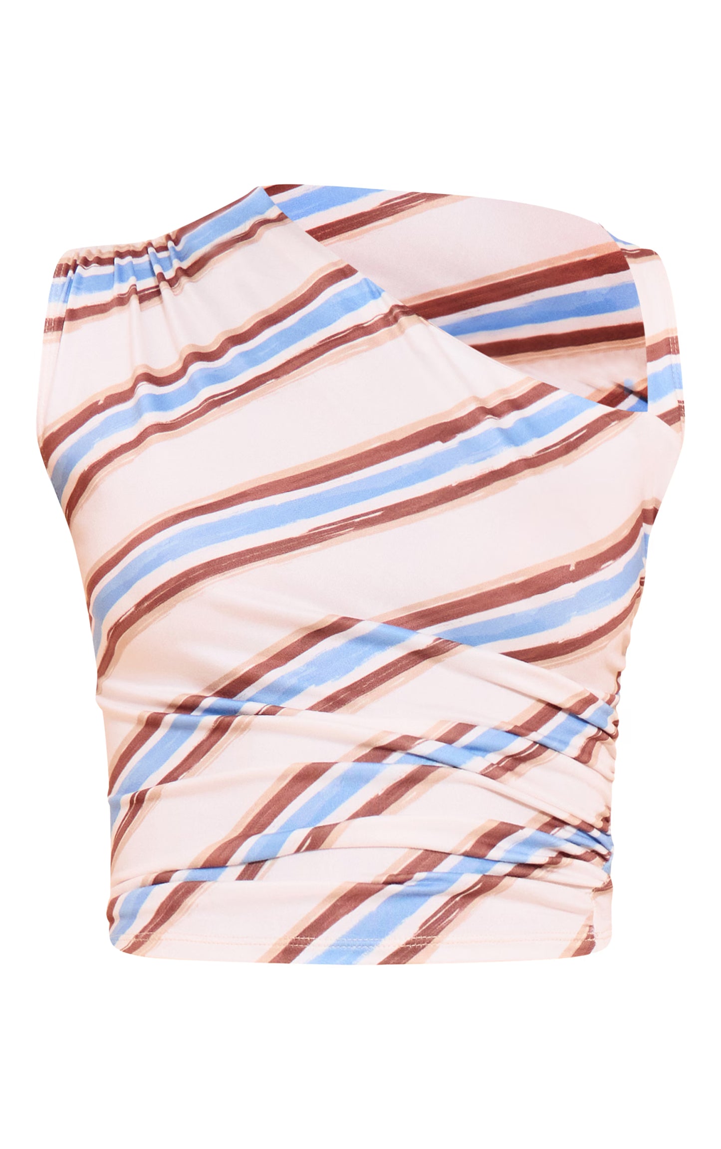 Cream Stripe Ruched Front Top