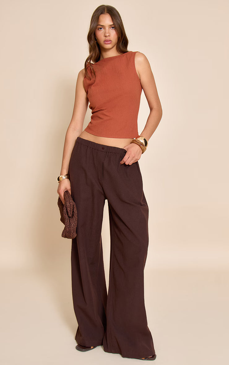 Rust Twist Detail Boxy Sleeveless Top