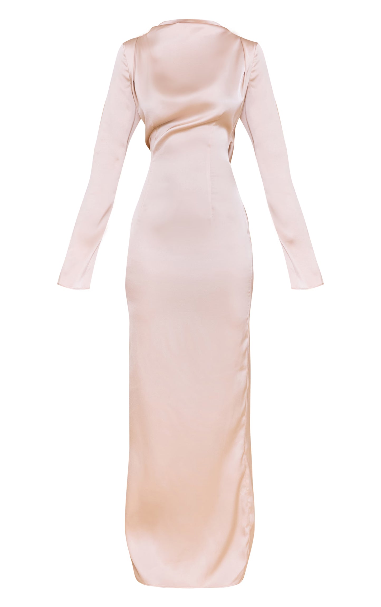 PLT Label Oyster Satin Cowl Back Maxi Dress