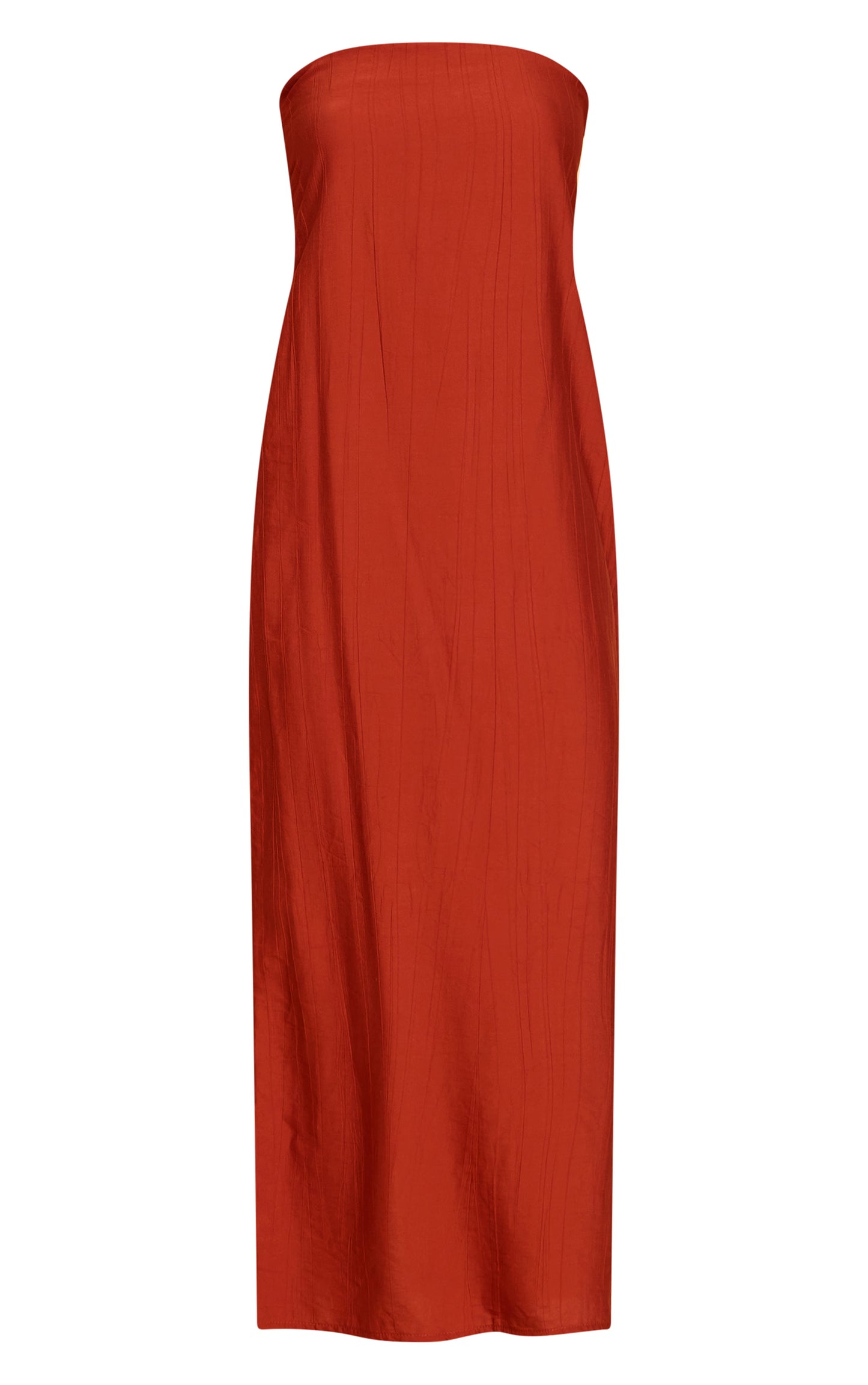 Rust Textured Column Bandeau Maxi Dress