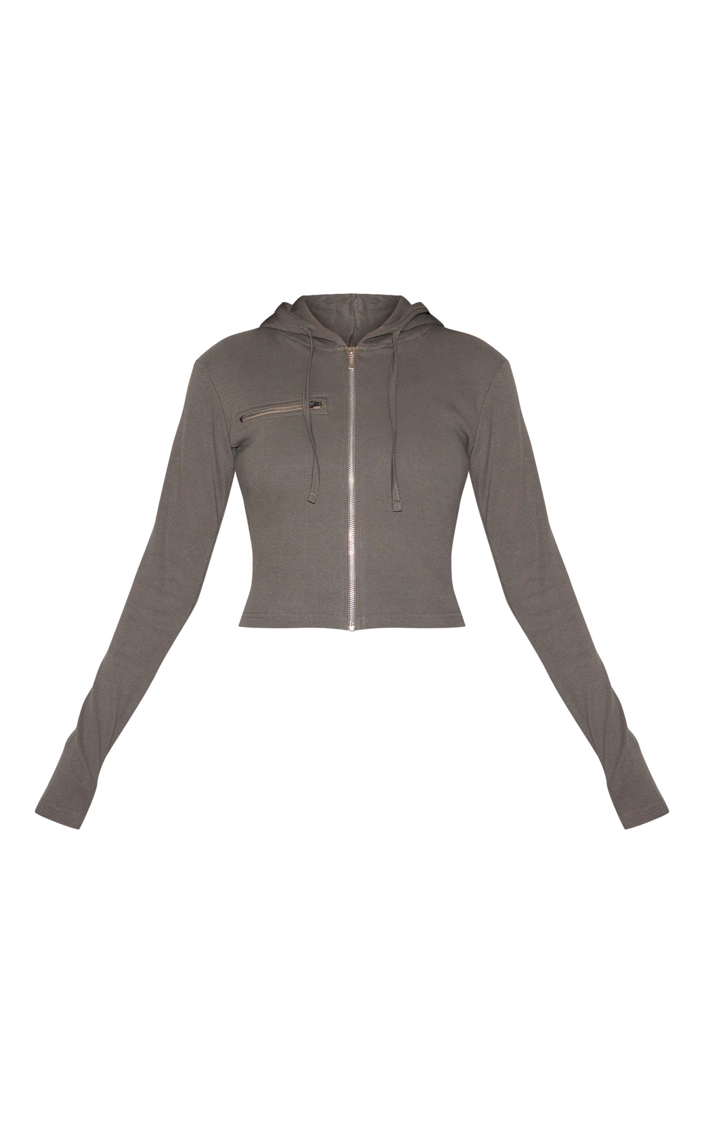 Charcoal Zip Up Ribbed Track Top