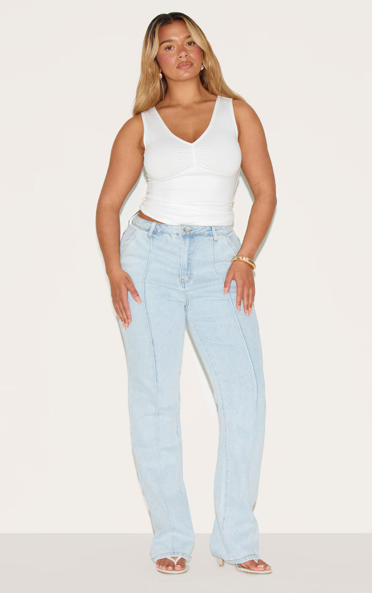 Shape White Sculpt Ruched Bust Sleevless Top