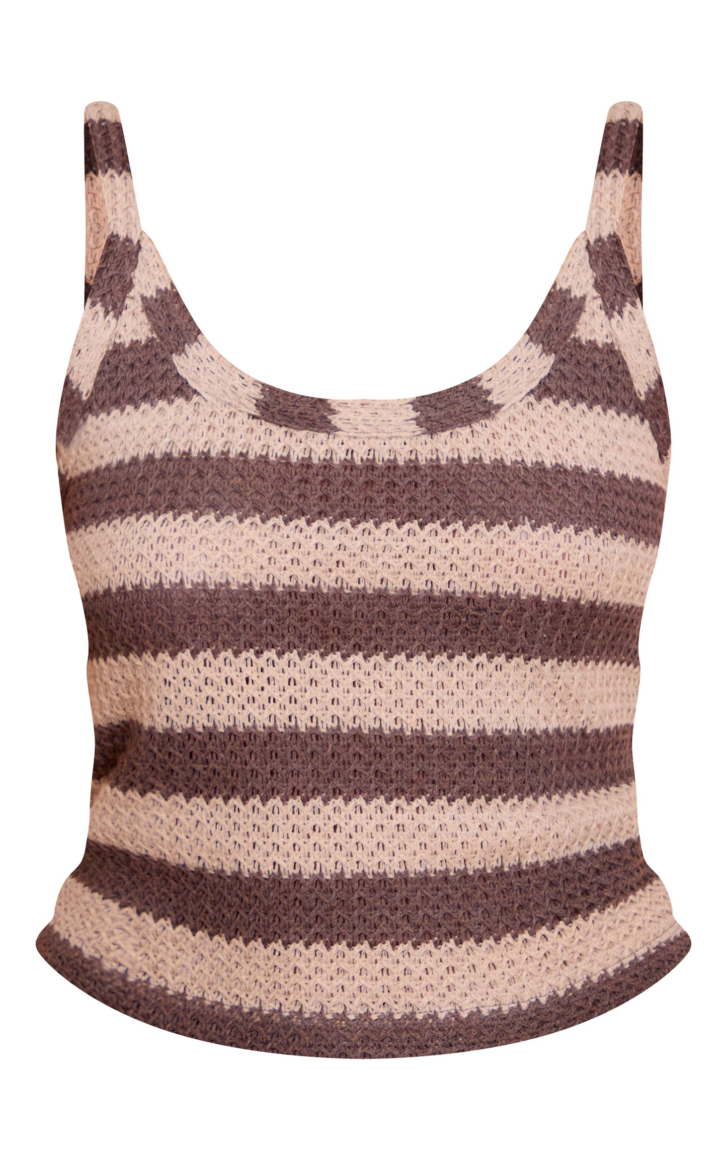 Stone Striped Strappy Vest Top