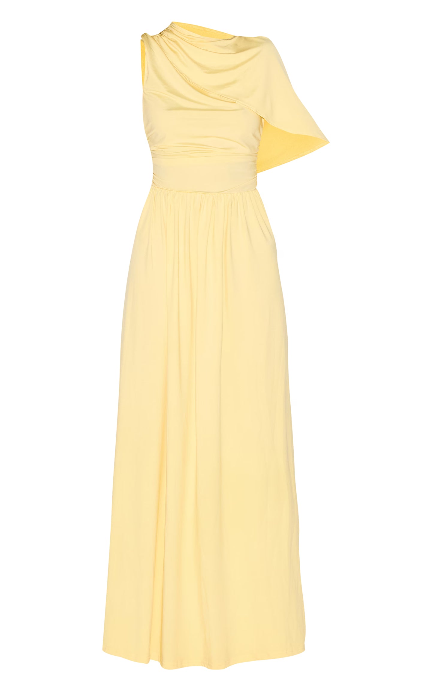 Lemon Layered Ruched Maxi Dress