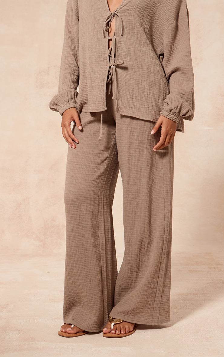 Clay Textured Cheesecloth Wide Leg Pant