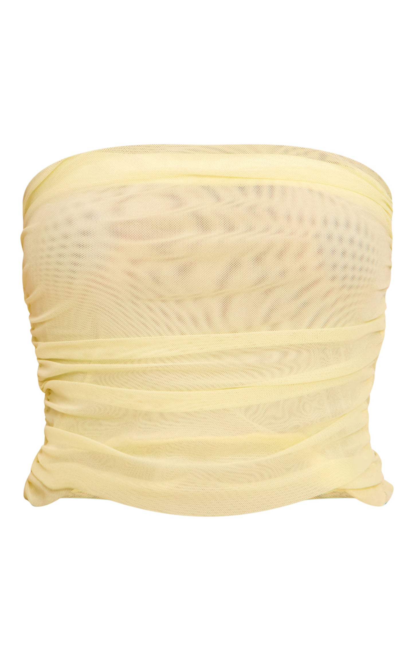 Lemon Chiffon Mesh Bandeau Top