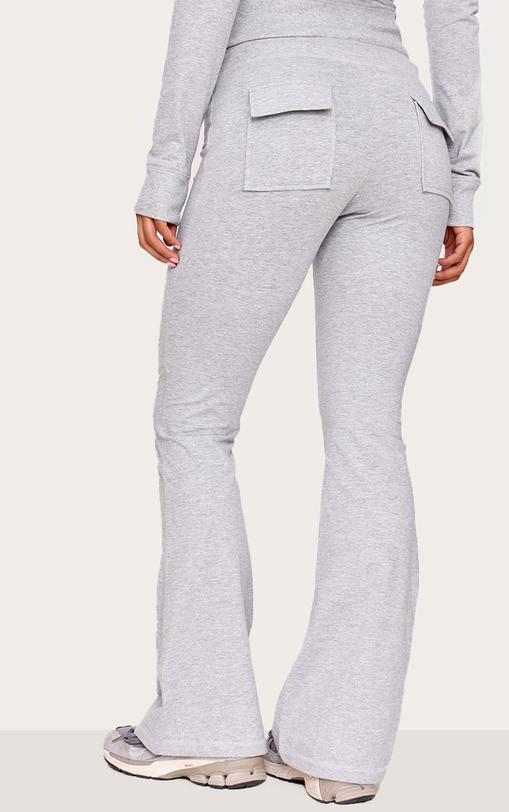 Grey Marl Low Rise Skinny Flare Pants