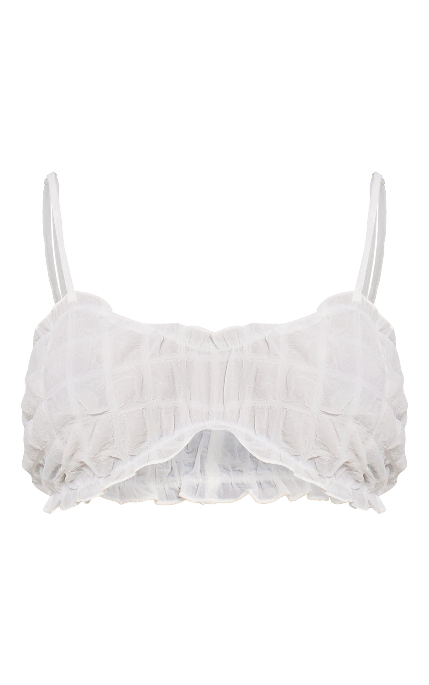 Cream Textured Shirred Bralette