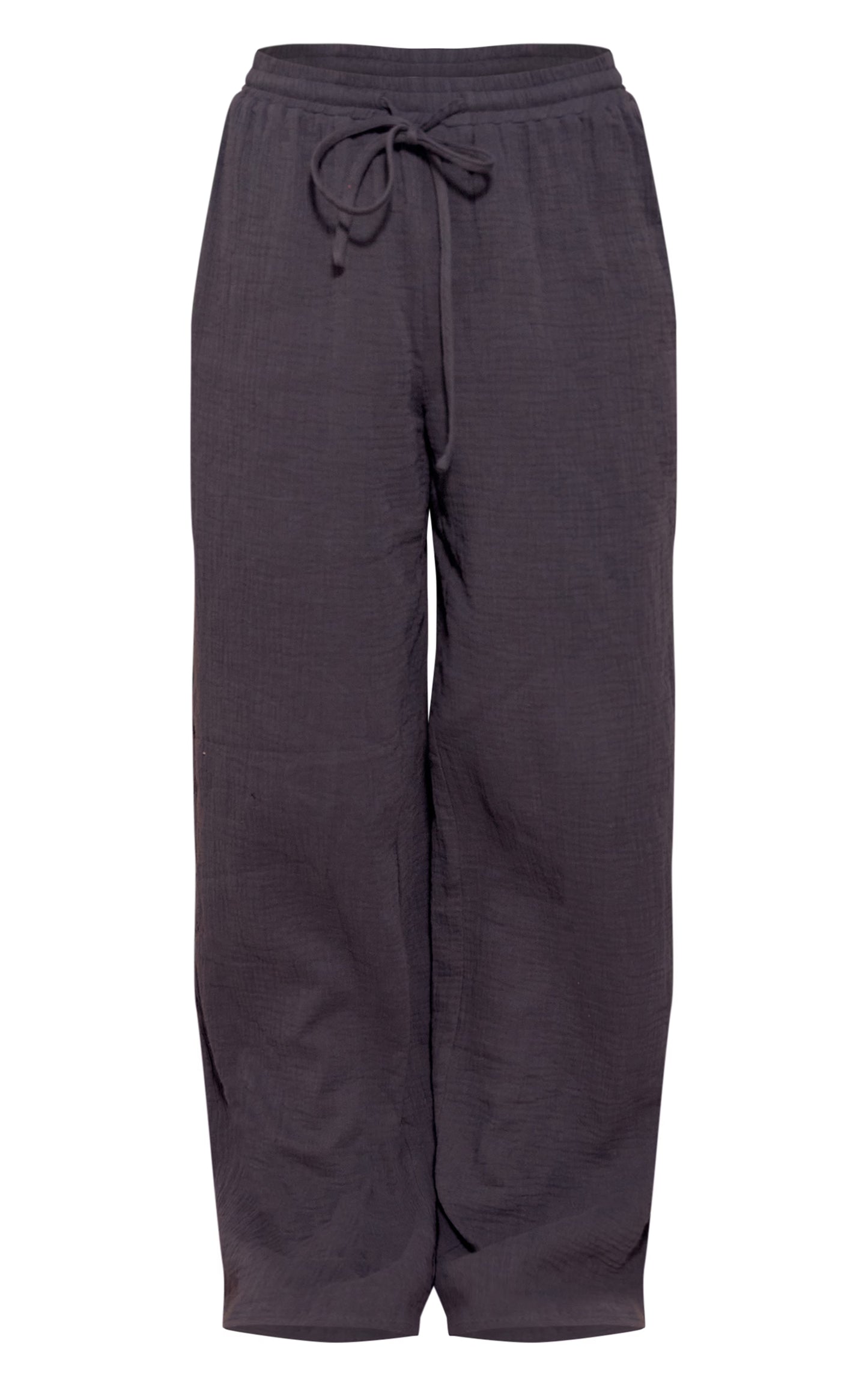 Dark Blue Textured Cheesecloth Wide Leg Pants