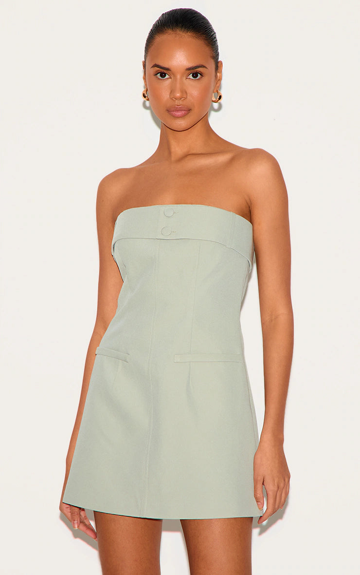 Sage Woven Belt Detail Shift Dress