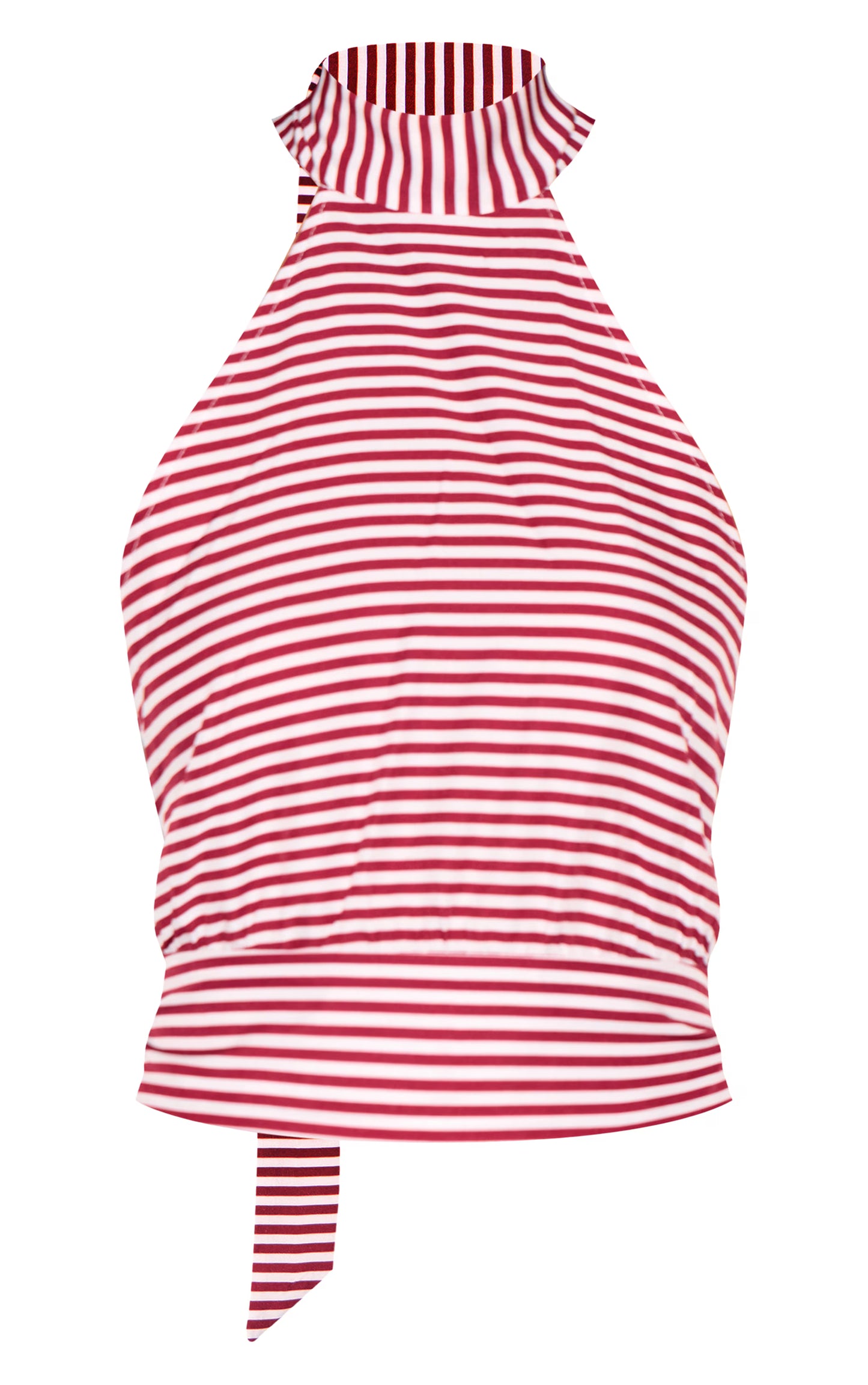 Red Striped Backless Halterneck Top