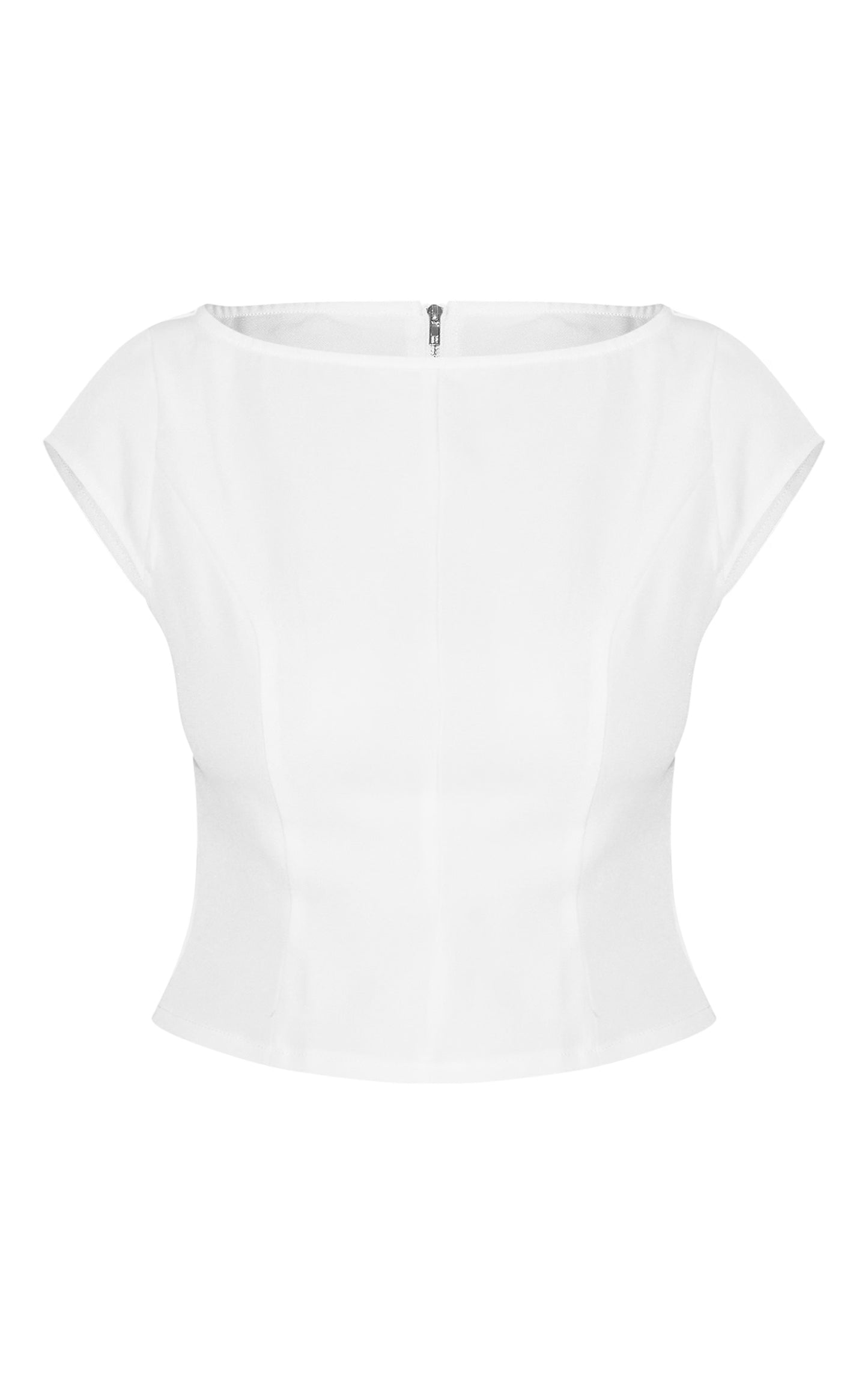 White Woven Boatneck Top