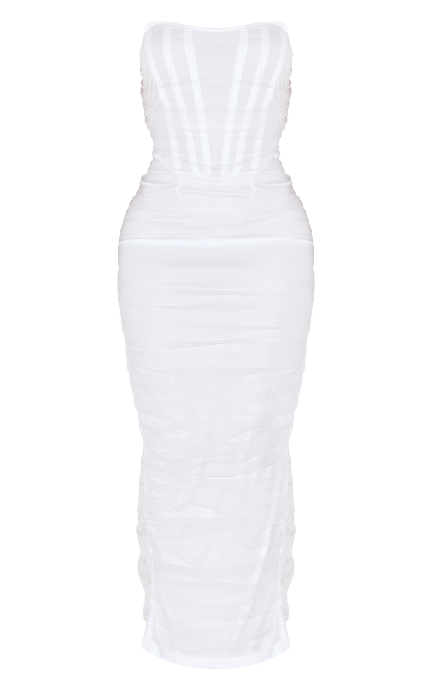 Shape White Mesh Corset Bandeau Maxi Dress