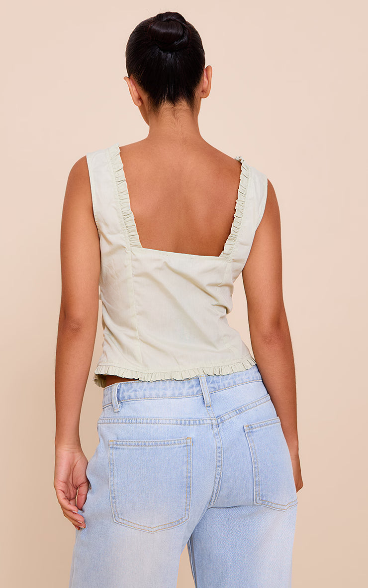 Mint Cotton Ruched Front Fitted Top