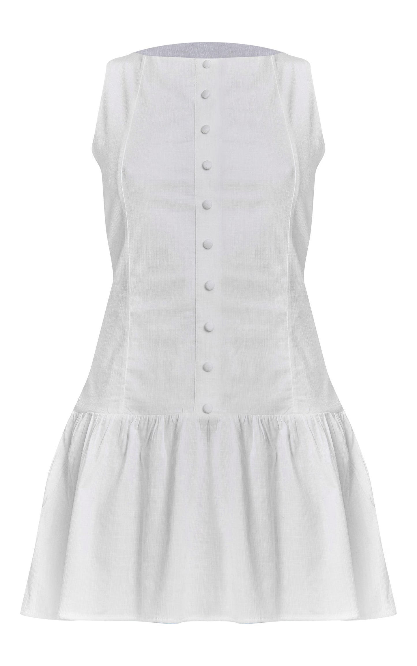 Petite White Button Up Shift Mini Dress