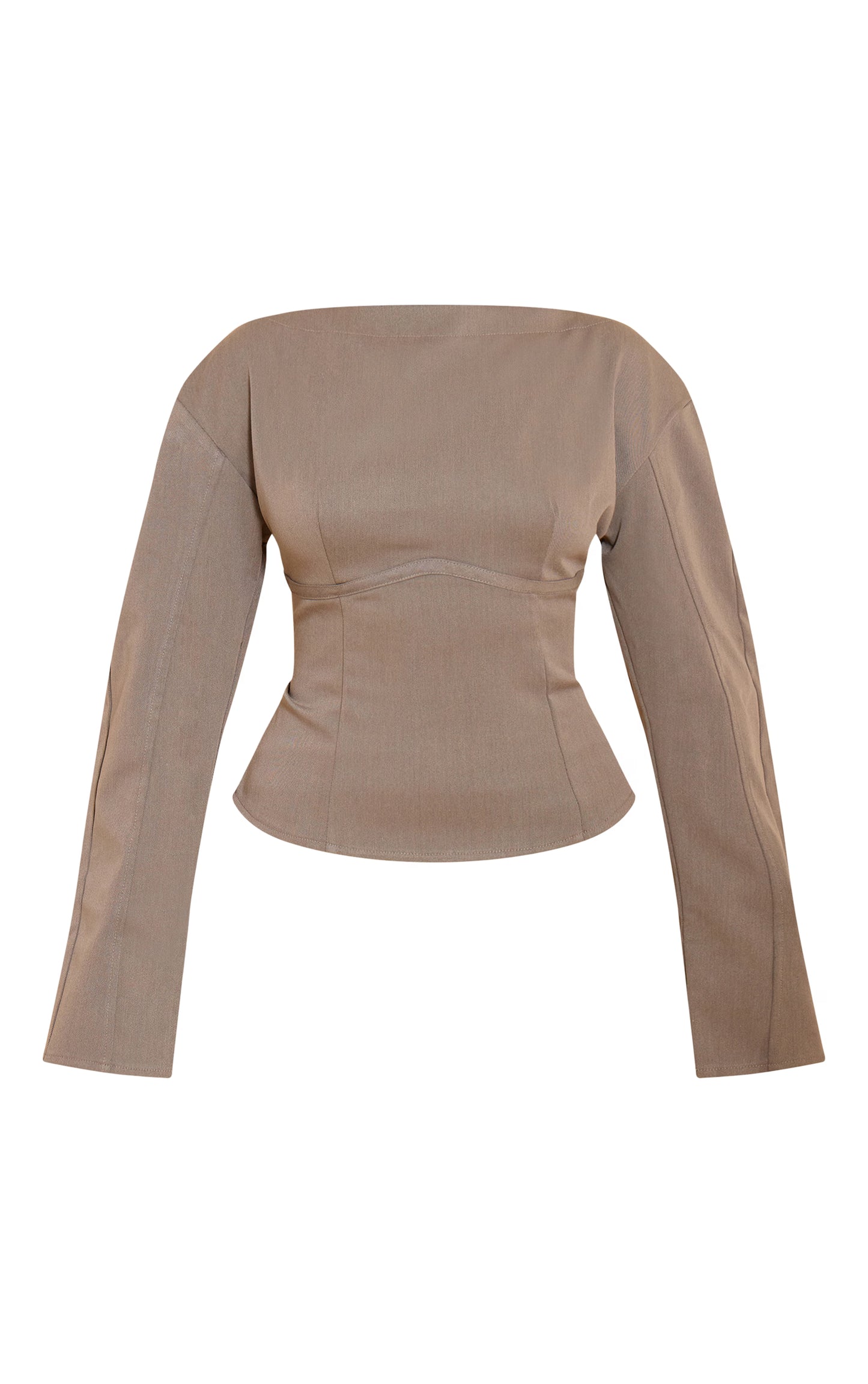 Grey Woven Cinched Waist Detail Long Top