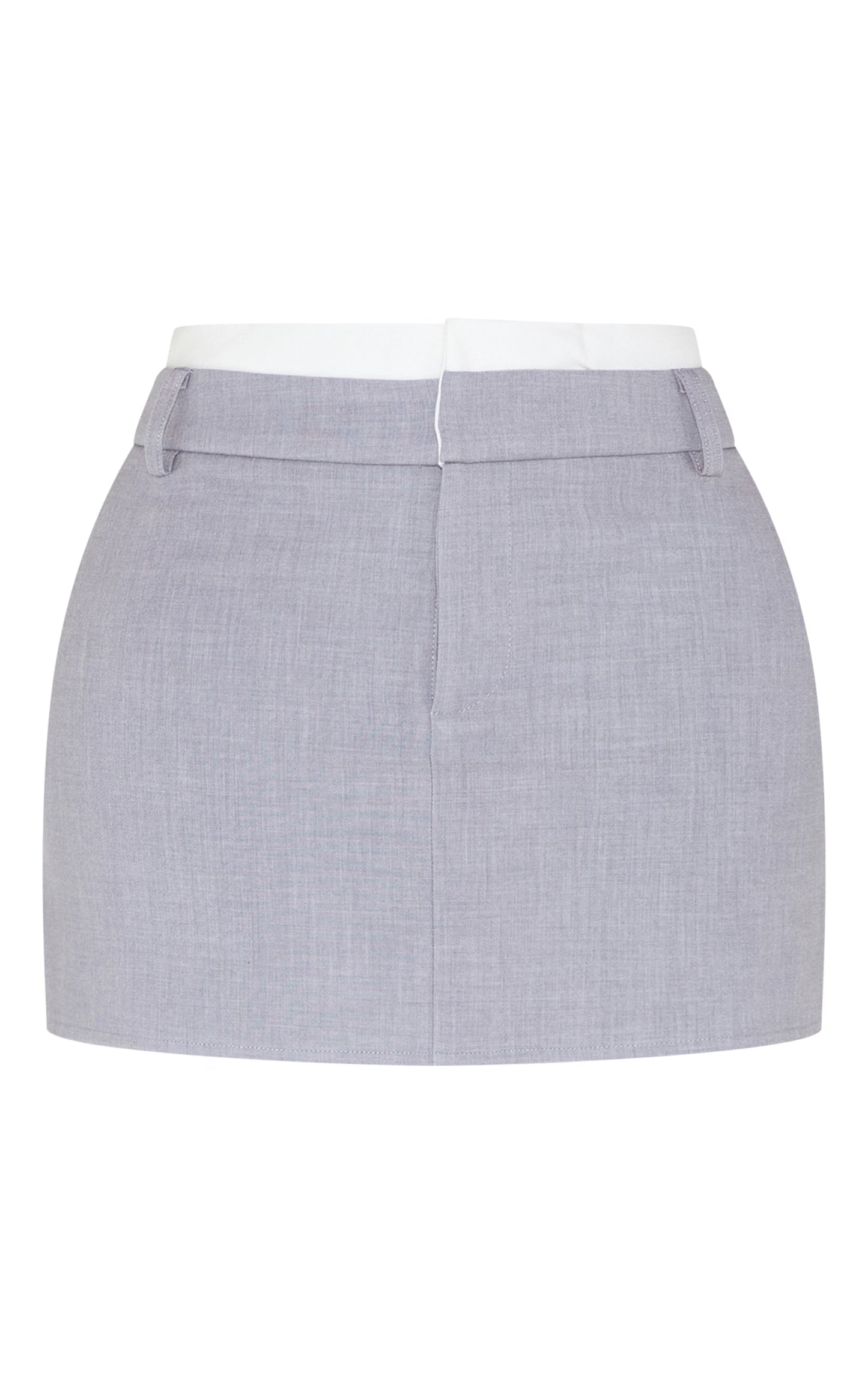 Shape Grey Tailored Double Waistband Mini Skirt