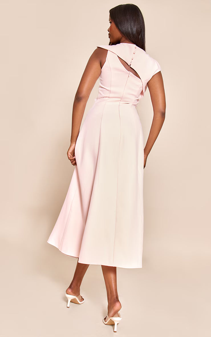 Blush Asymmetric Cut Out Detail Maxi Dress