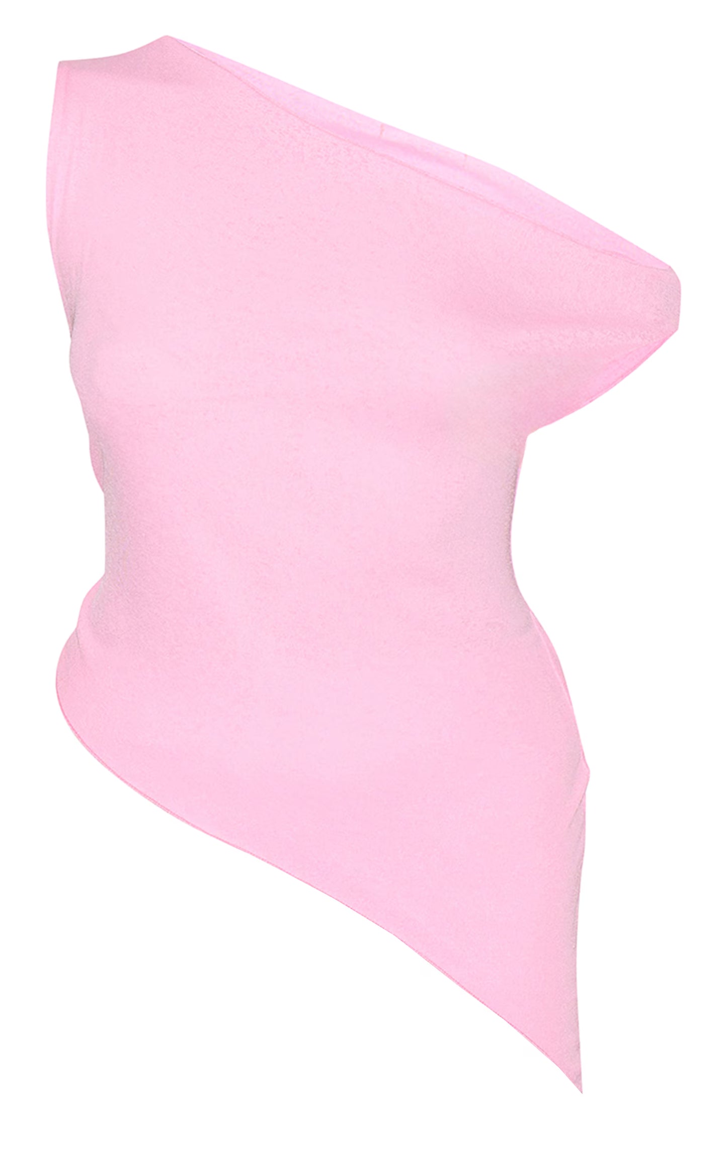 Candy Pink Burnout Mesh Asymmetric Long Top