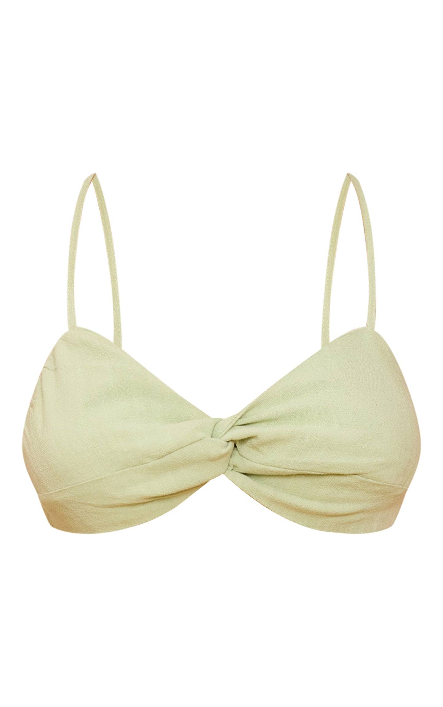 Pale Lime Twist Front Cropped Bralet