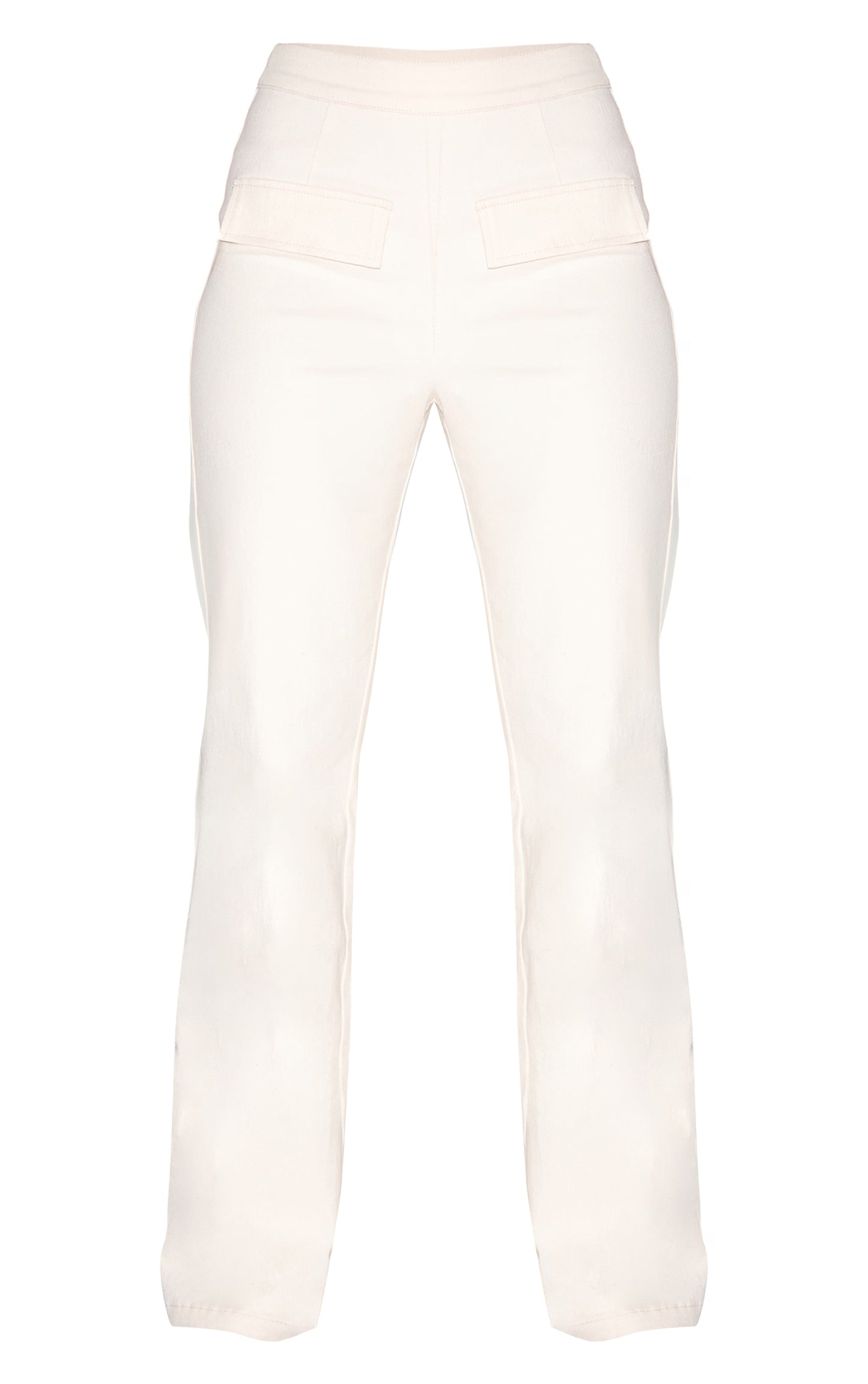 Ecru Pocket Detail Stretch Denim Straight Leg Jeans
