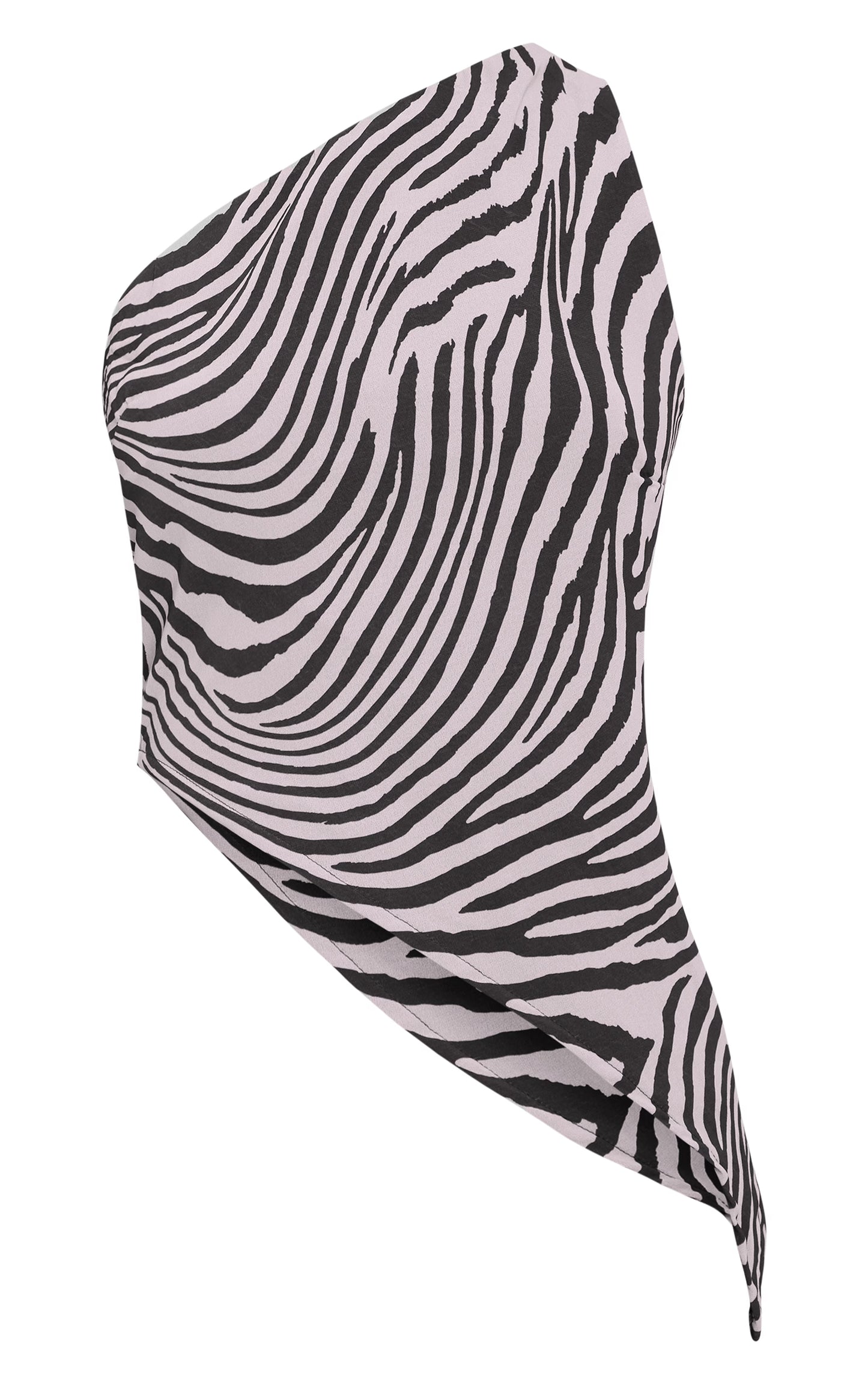 Brown Zebra Print Chiffon Asymmetric Top