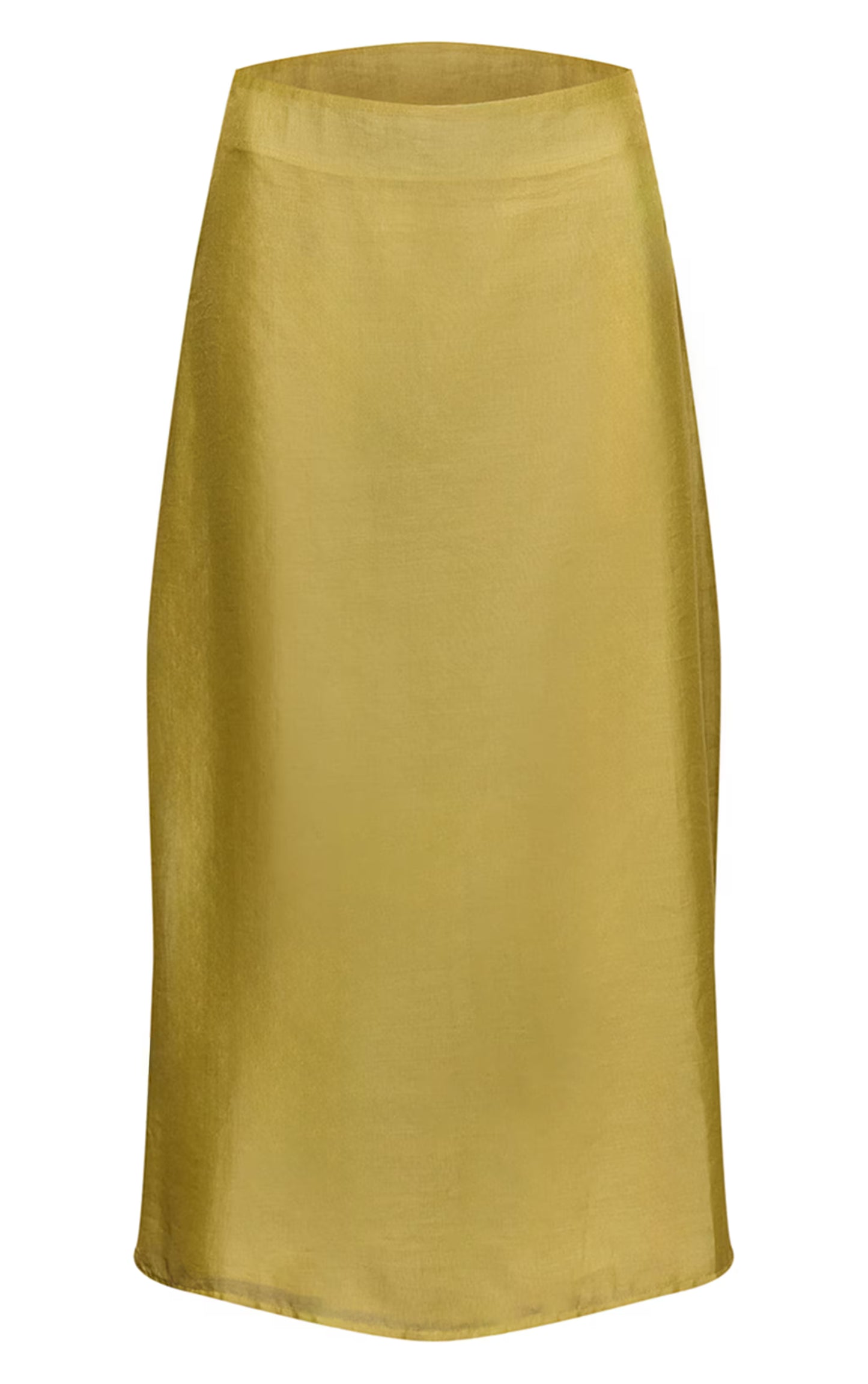 Pale Chartreuse Sheer Organza Midi Skirt