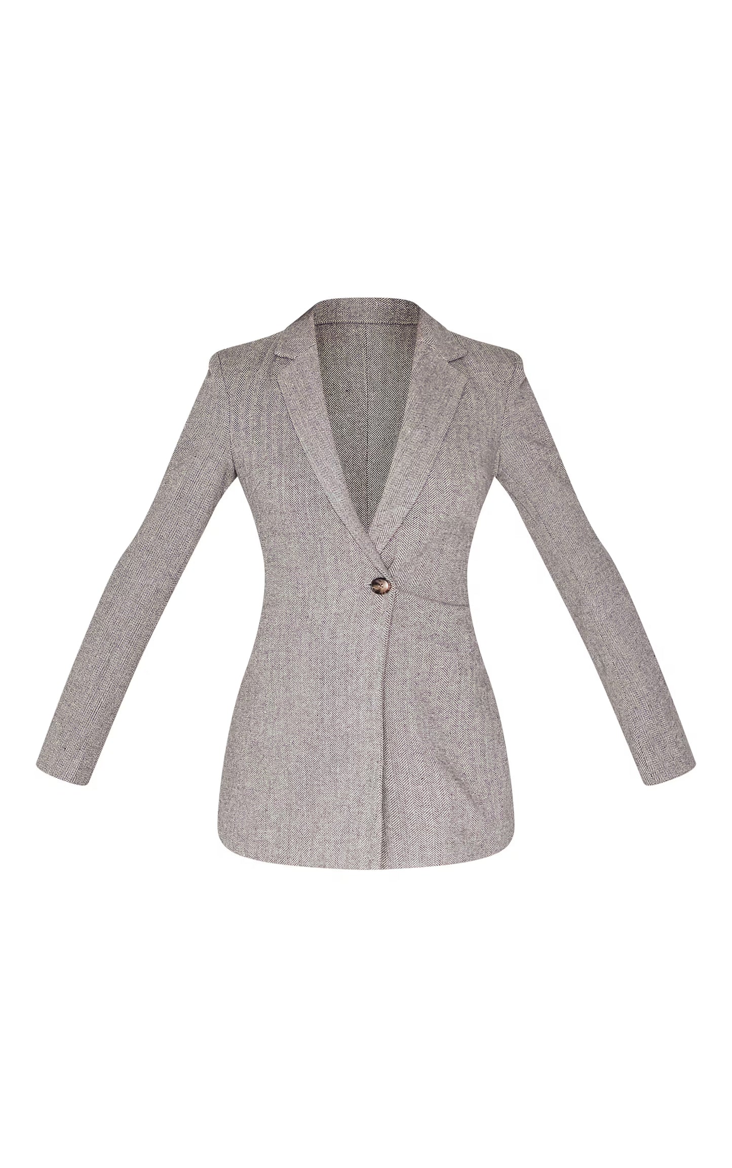Grey Structured Long Sleeve Blazer Dress