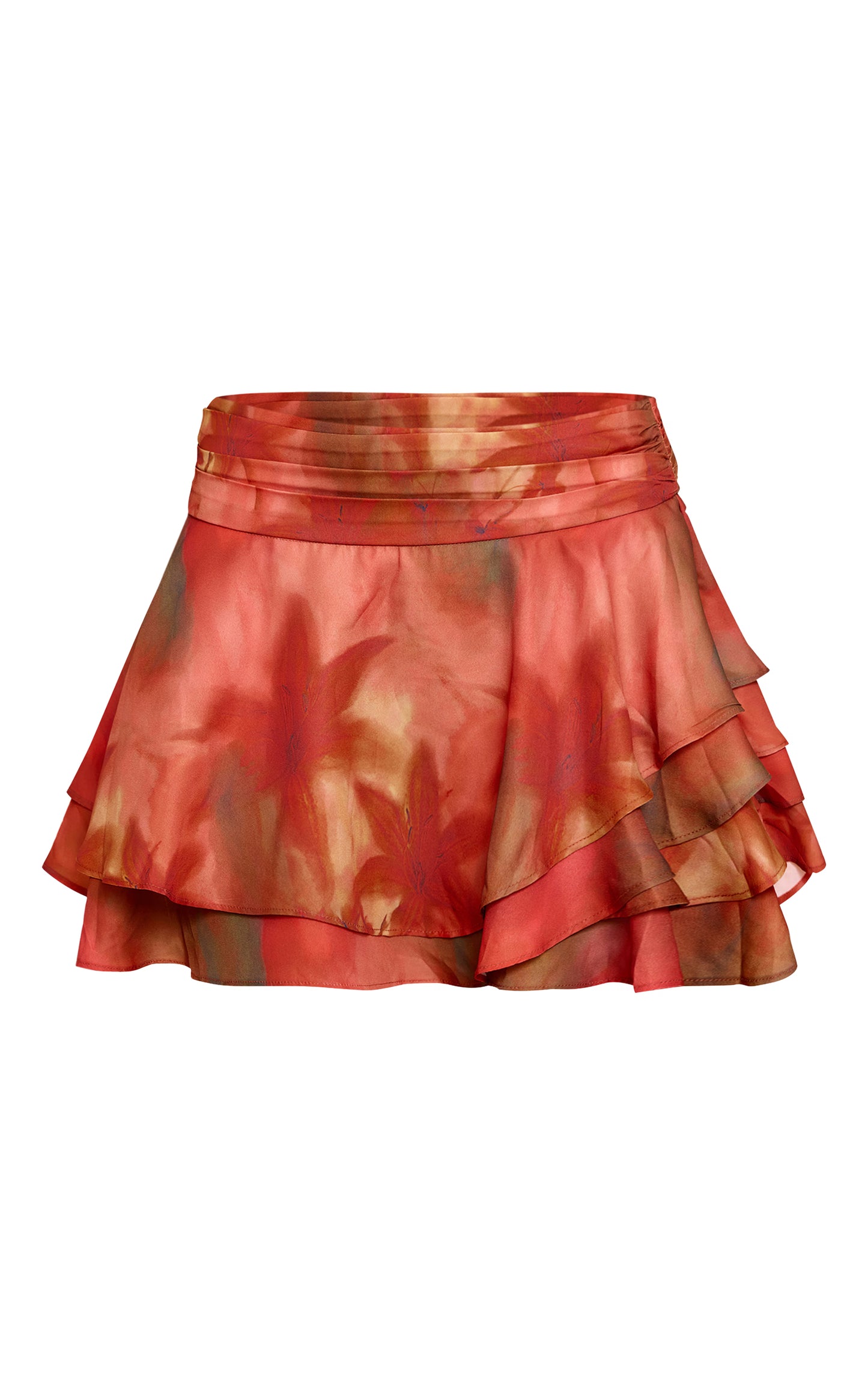 Multi Floral Printed Ruffle Hem Mini Skirt