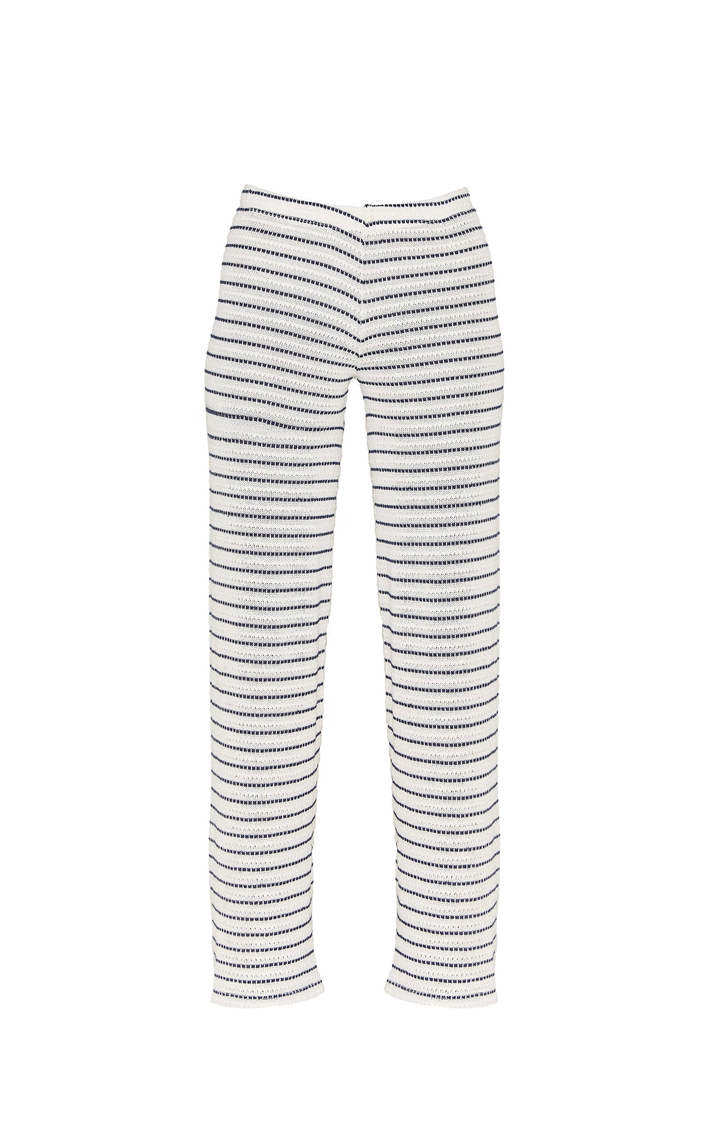Navy Striped Textured Casual Pants