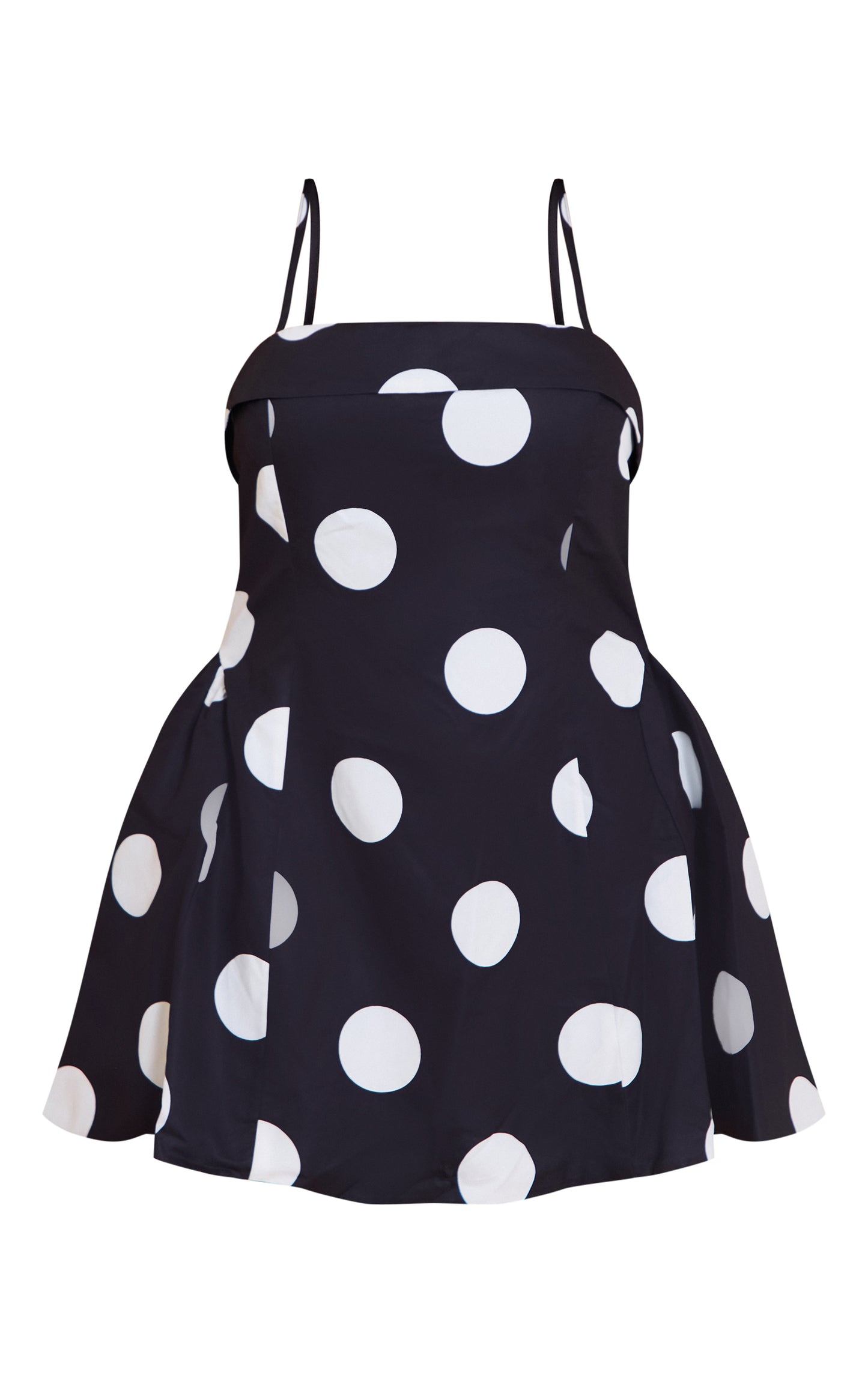 Plus Monochrome Polka Dot Strappy Structured Shift Dress