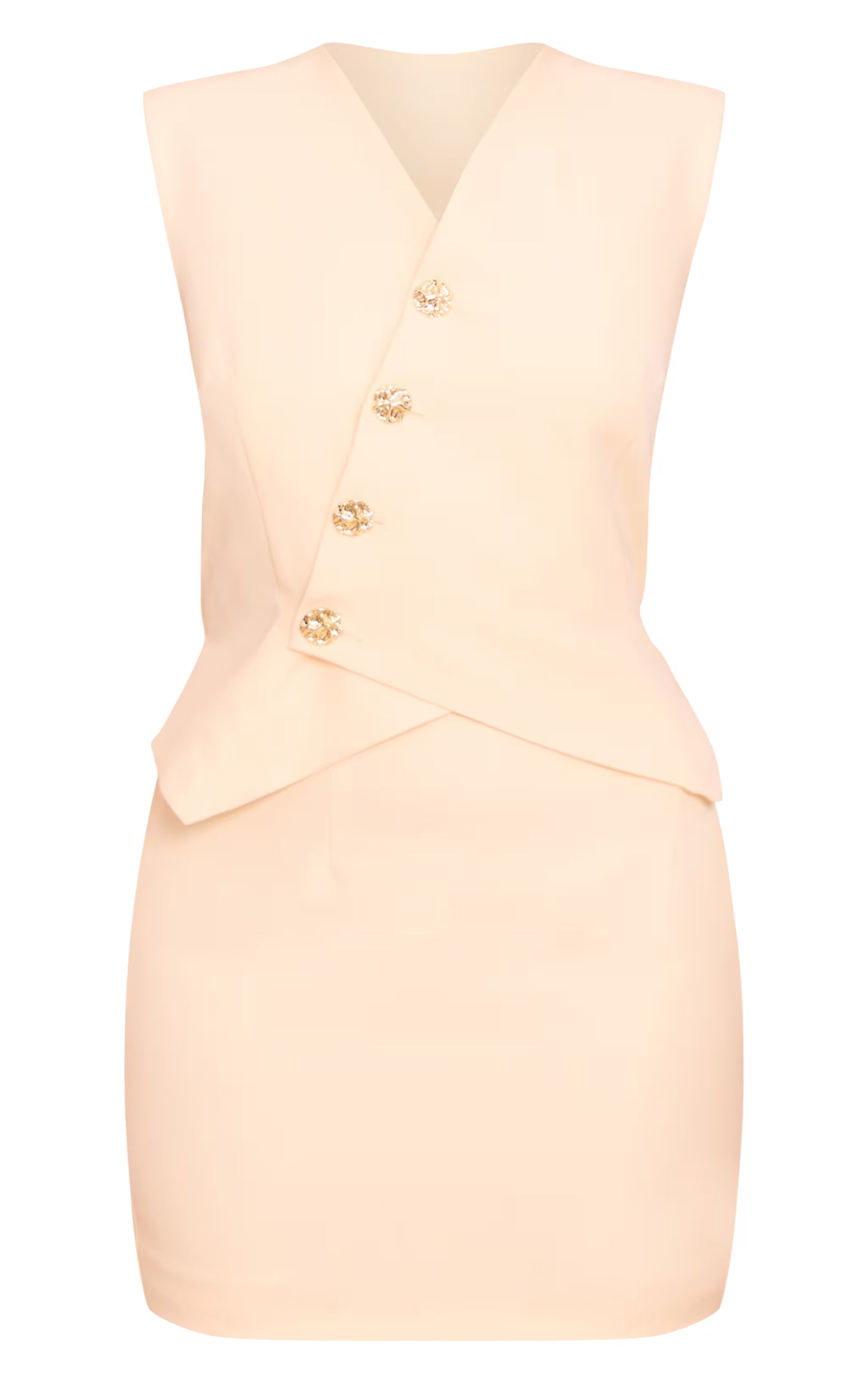 Butter Cream Woven Asymmetric Mini Dress