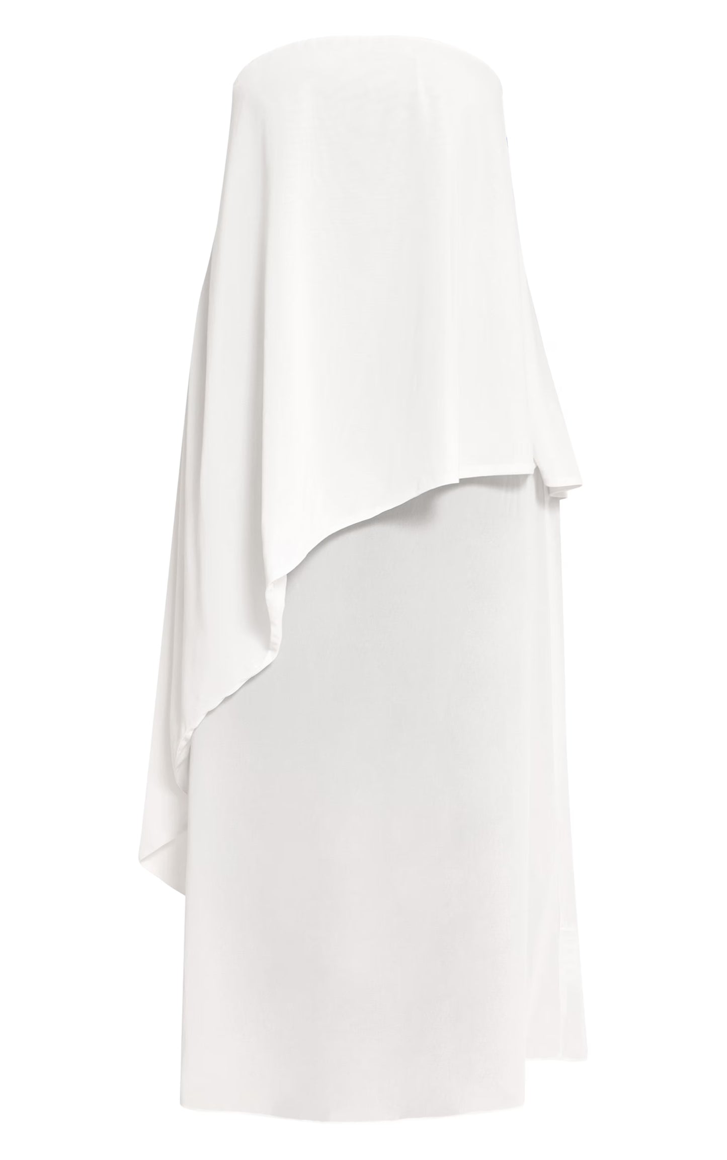 Plus Butter Cream Chiffon Bandeau Overlay Maxi Dress