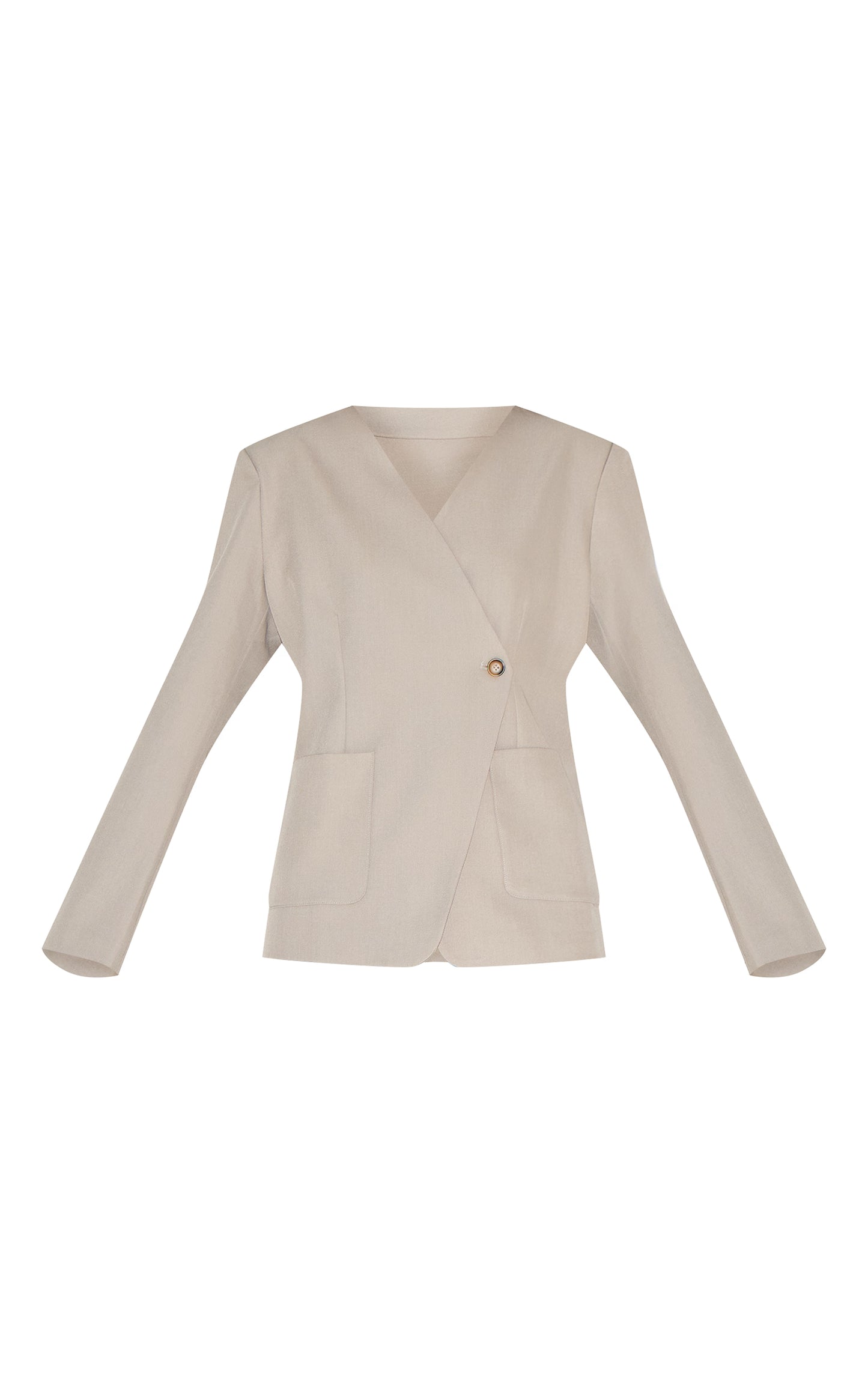 Sand Tailored Woven Asymmetric Blazer