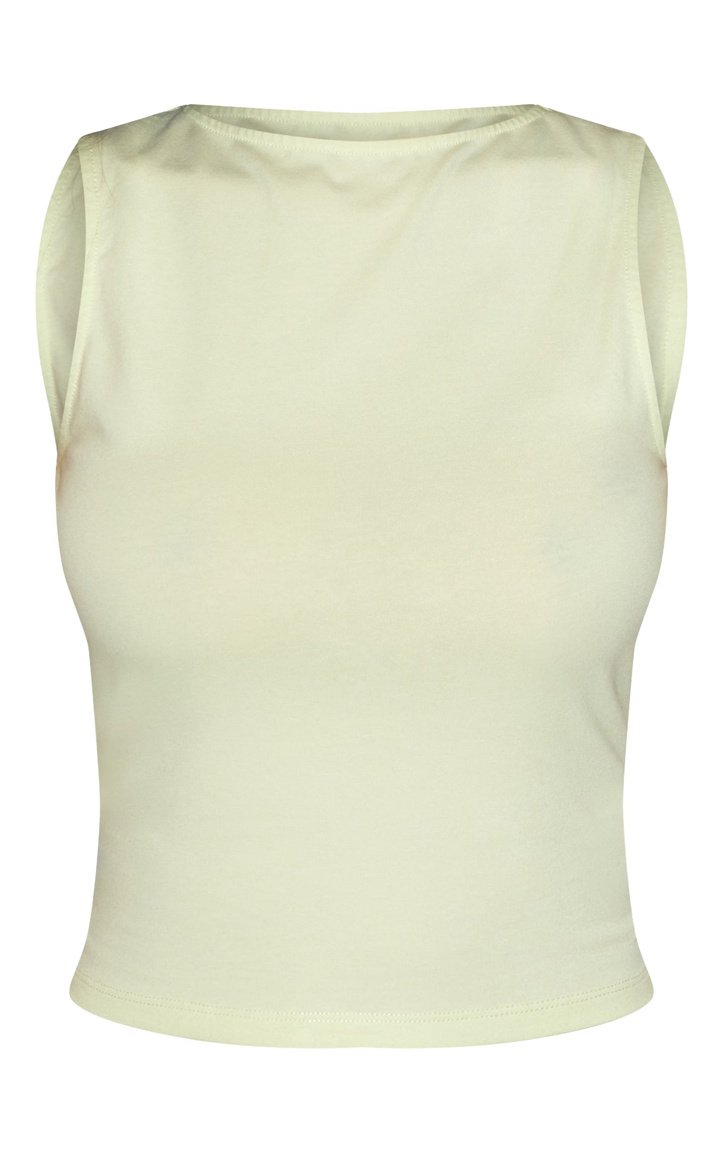 Pale Lime Soft Cotton Boat Neck Sleeveless Top