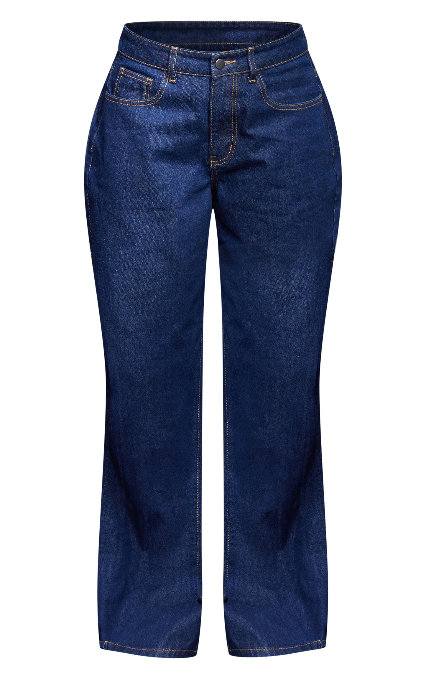 Indigo Contrast Stitch High Waist Wide Leg Jeans