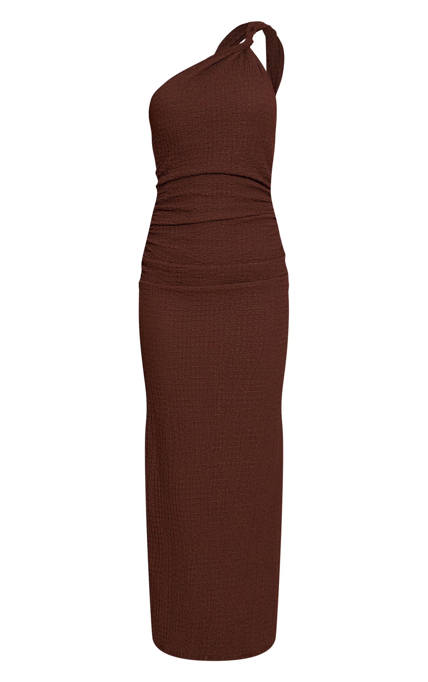 Chocolate Textured Twist Detail Maxi Dress
