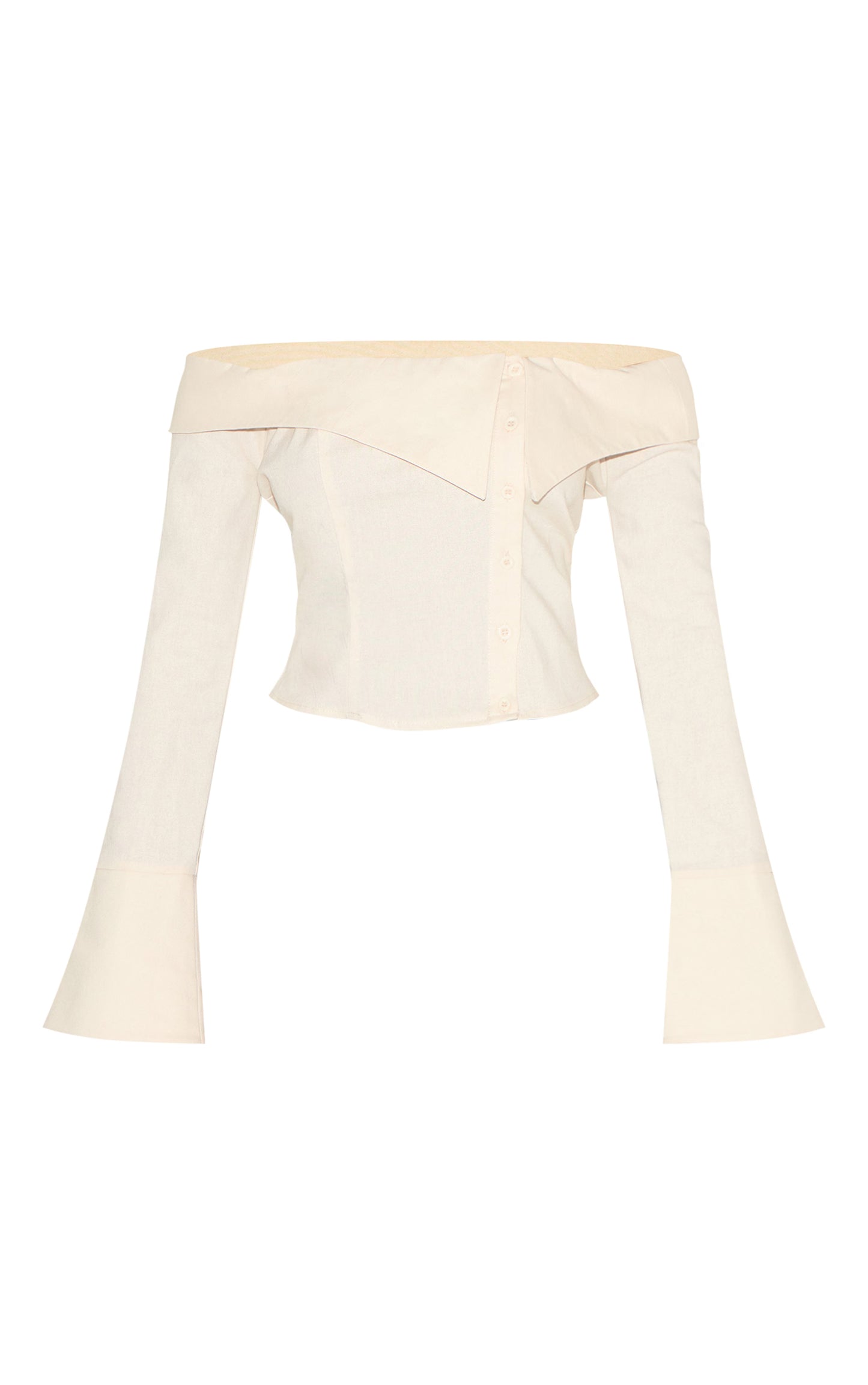 Butter Yellow Linen Blend Bardot Button Up Shirt