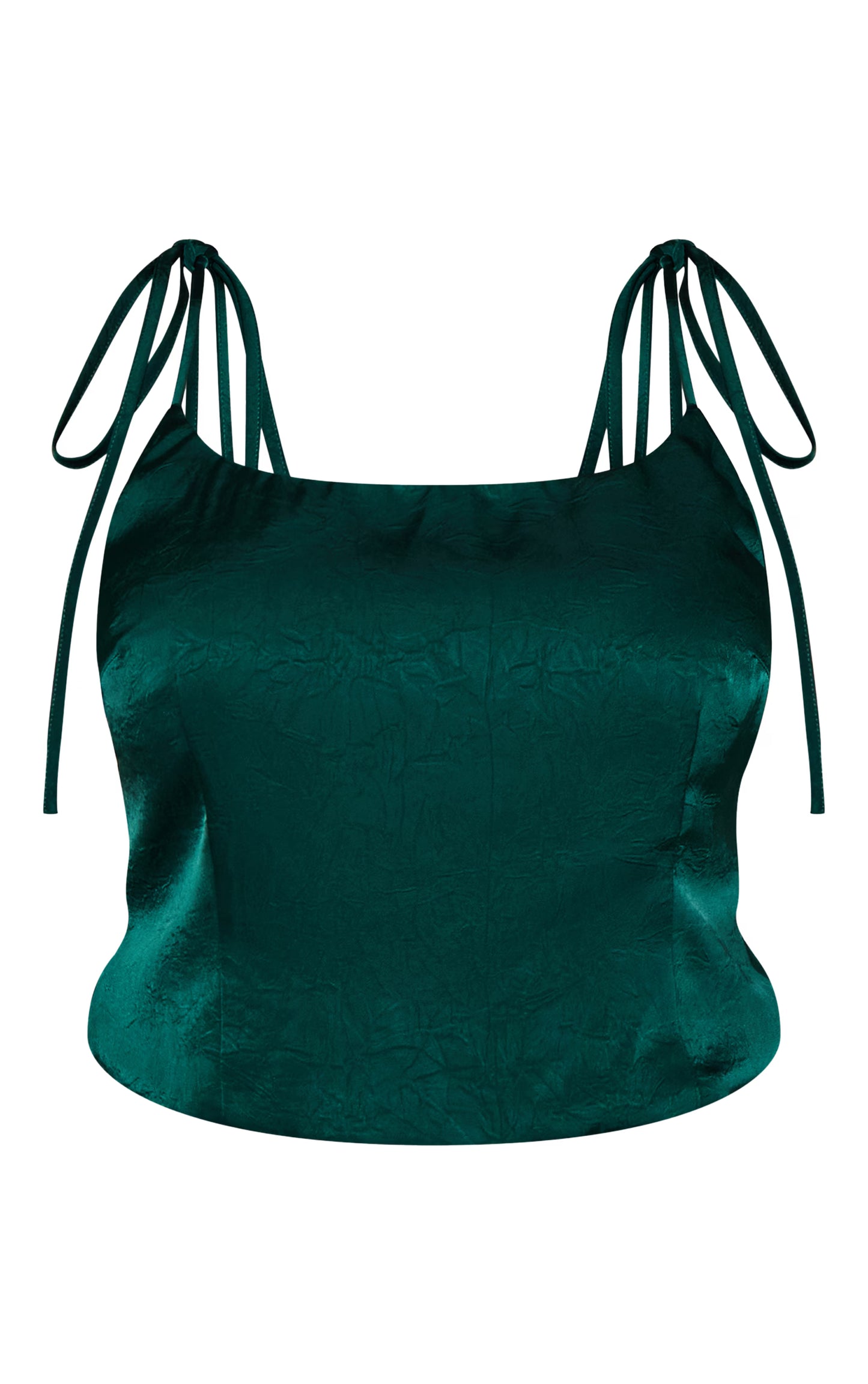 Plus Dark Teal Satin Strappy Ruched Top