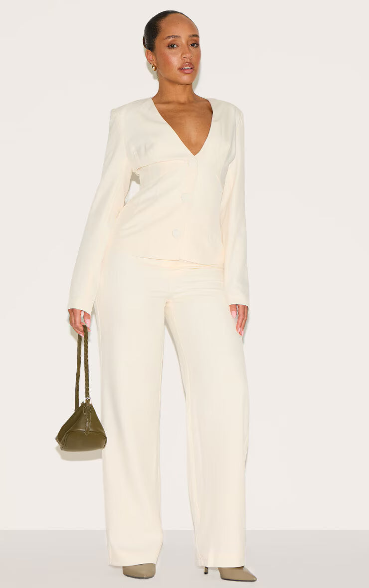 Shape Vanilla Plunge Front Cinched Waist Blazer