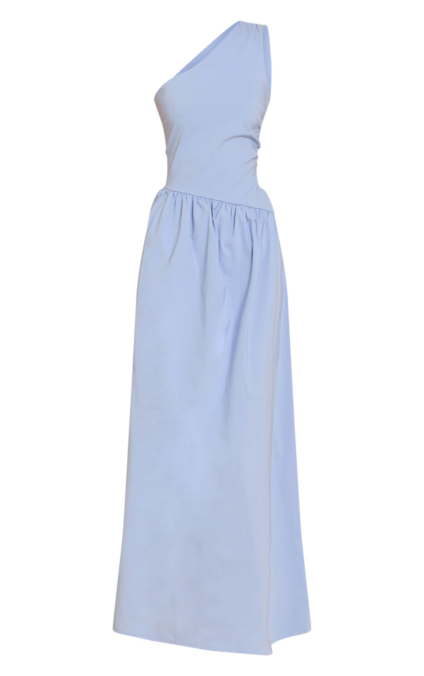 Light Blue Stretch Woven One Shoulder Maxi Dress