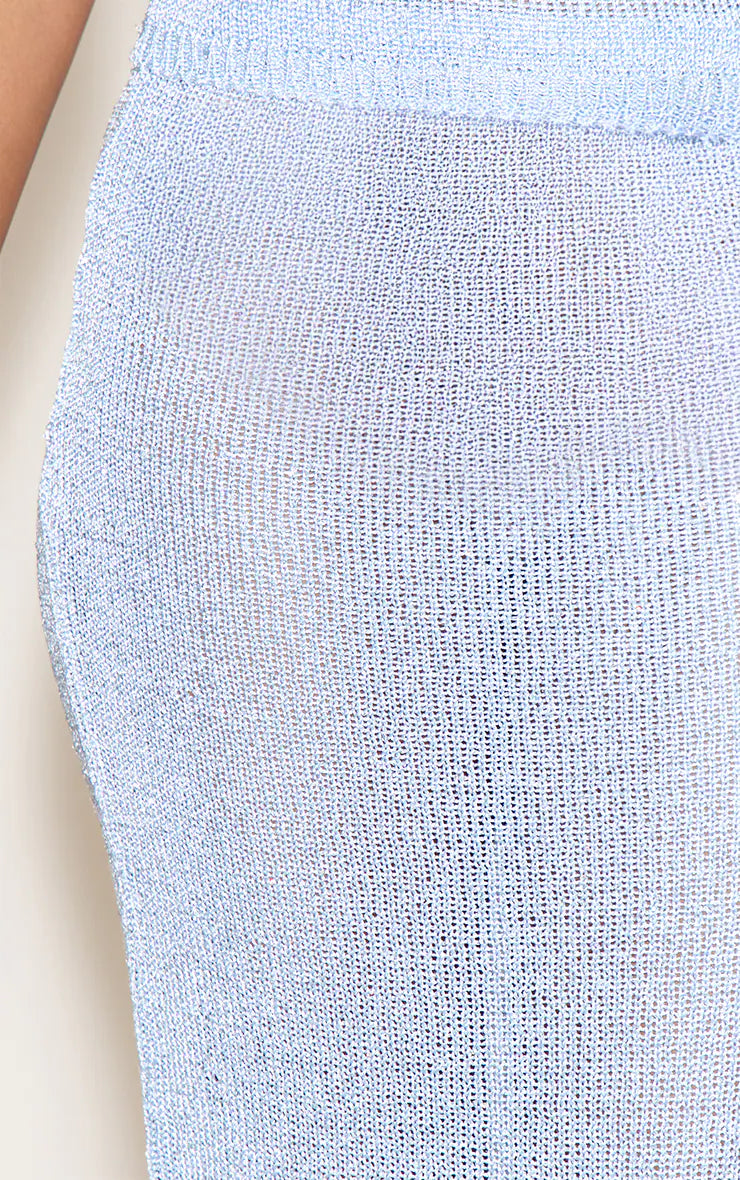 Blue Sequin Knit Maxi Skirt