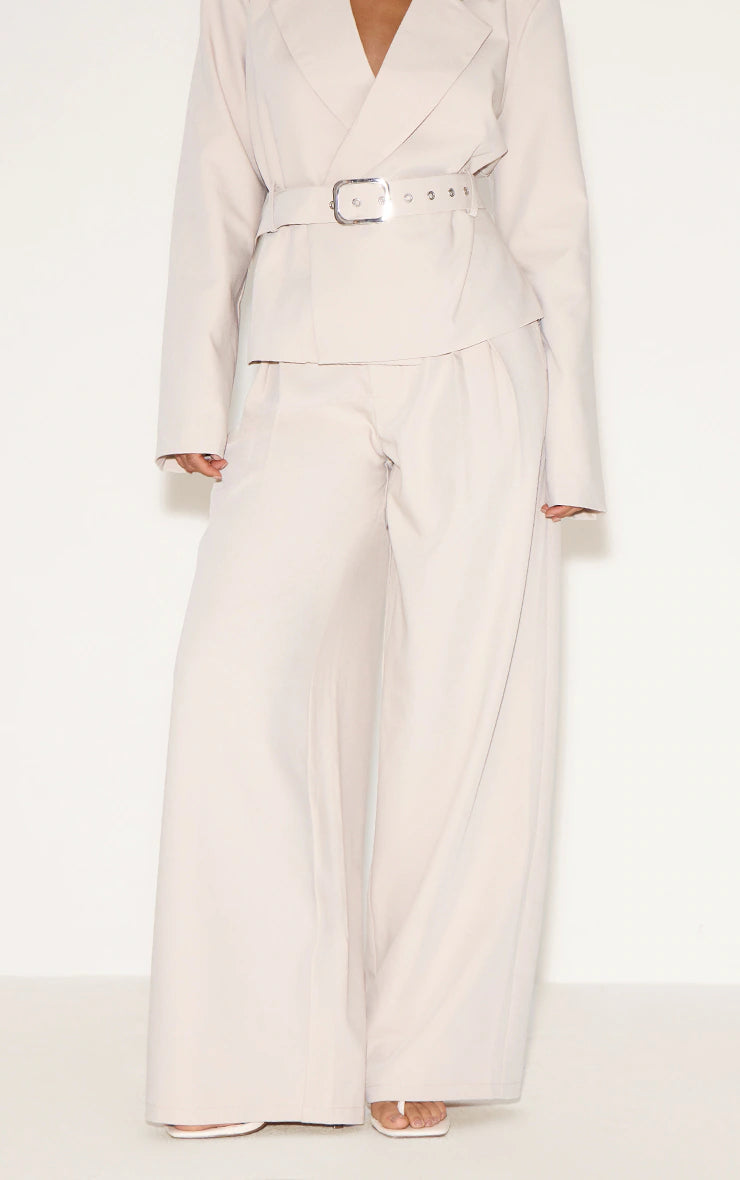 Sand Tailored Woven Pleated Wide Leg Pants
