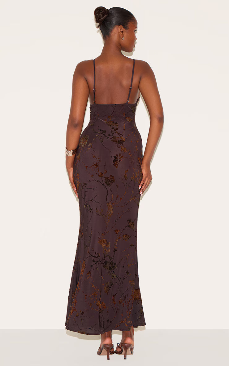 Plum Devore V-neck Maxi Dress
