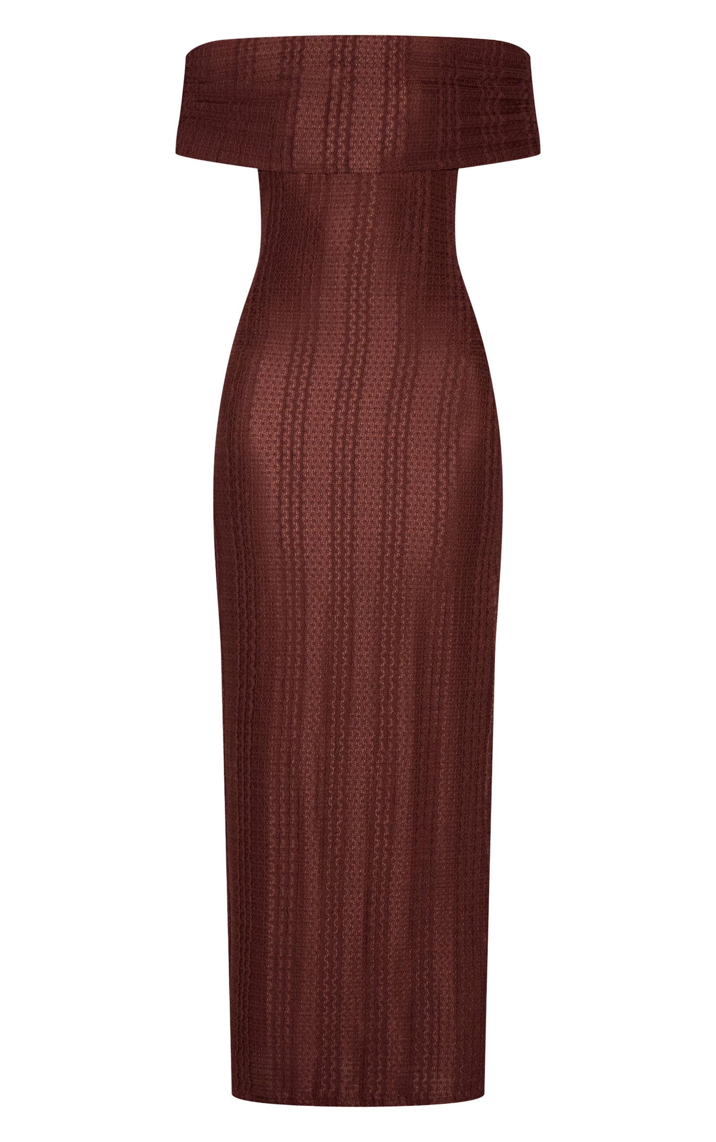 Chocolate Textured Bardot Maxi Dress